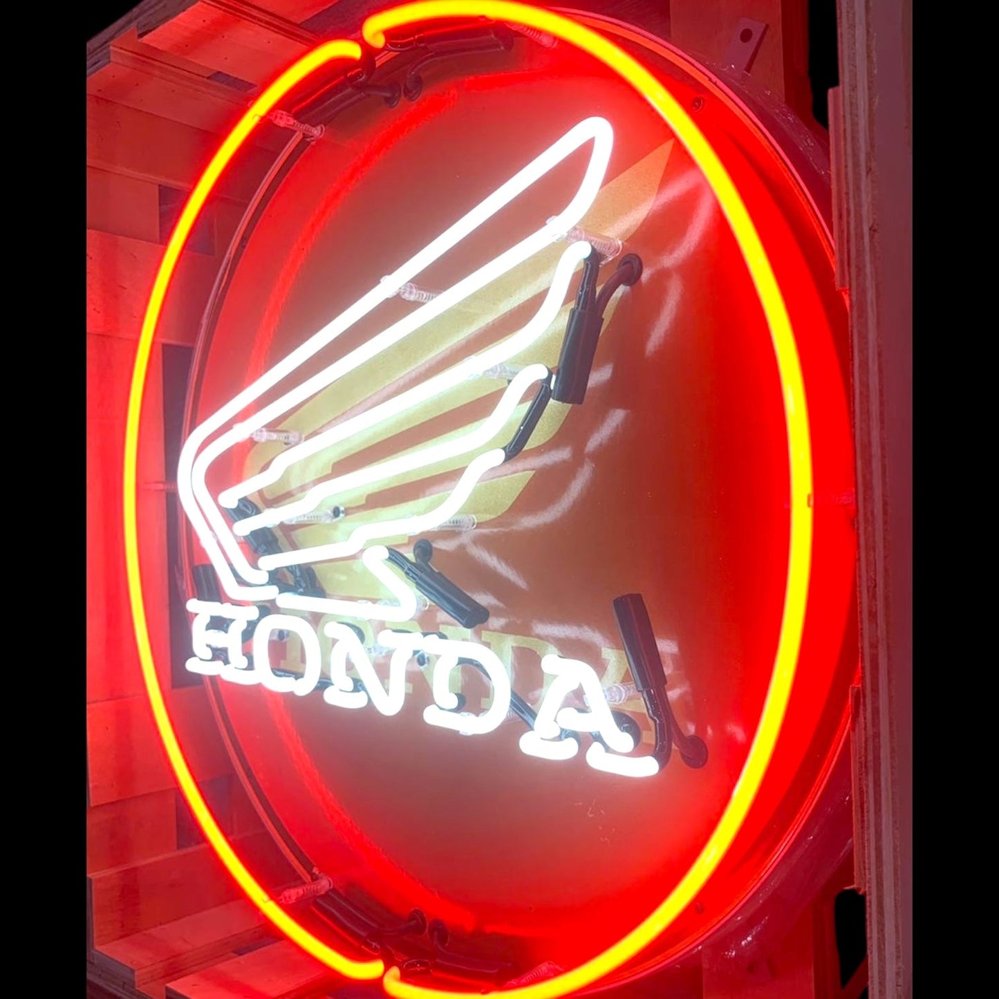 Honda Wing Single-Sided Neon Porcelain Box Sign