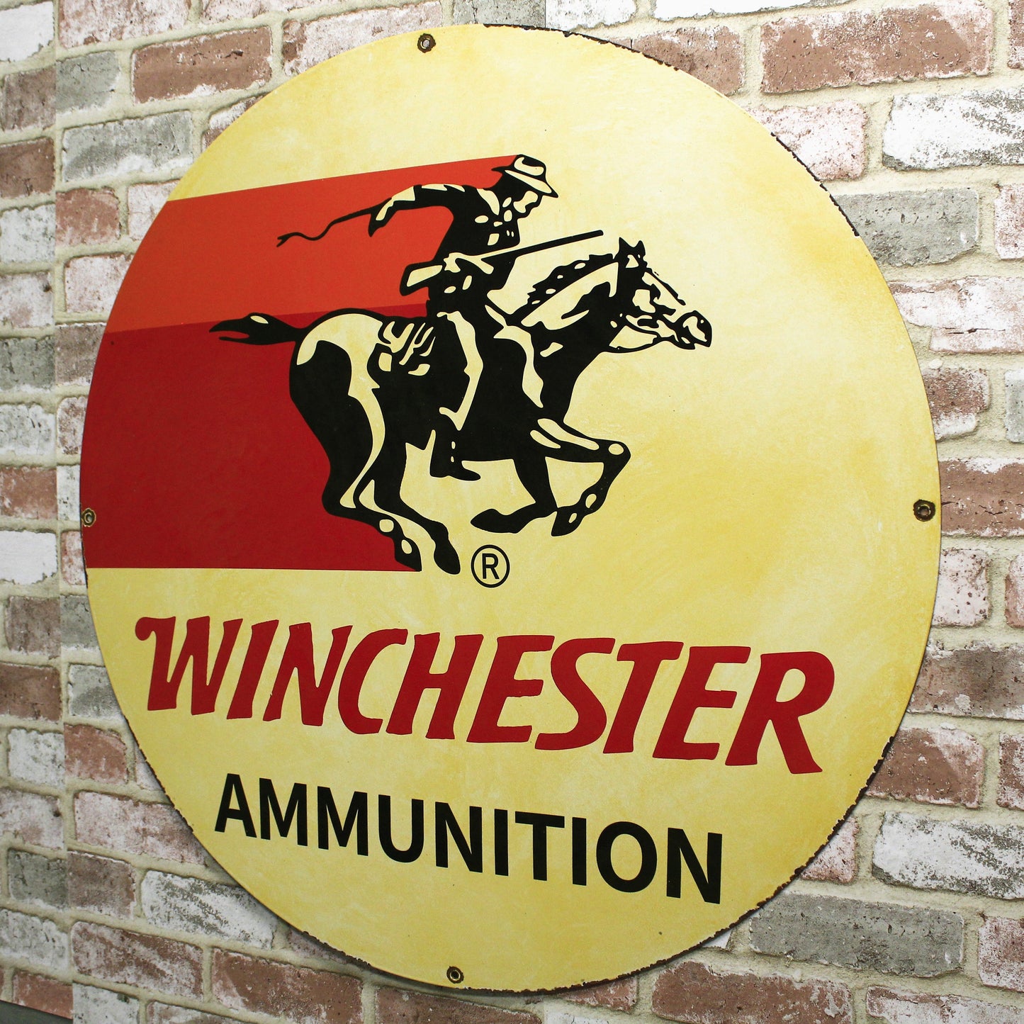 Winchester Ammunition Large Vintage Advertising Porcelain Enamel Sign (30in)