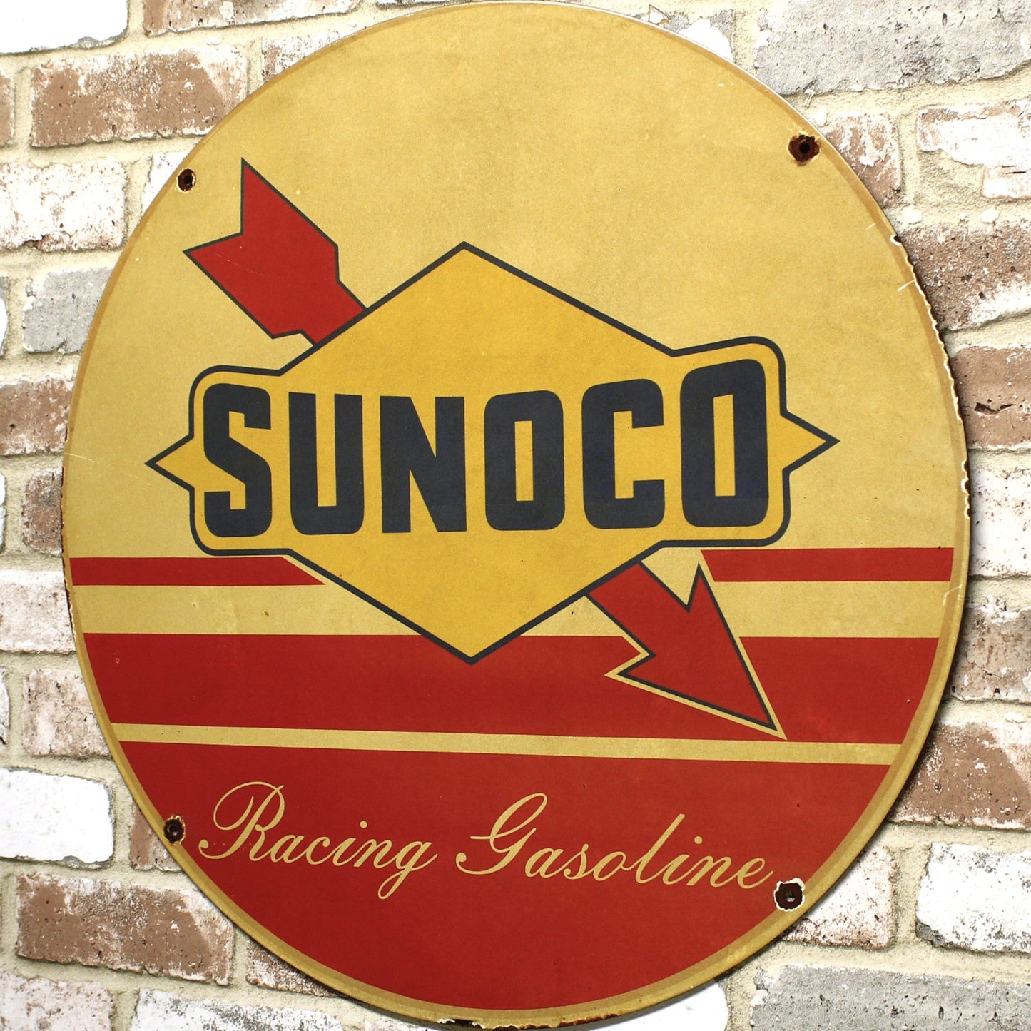 2Ft Sunoco Racing Gasoline Porcelain Enamel Sign (24-Inch)