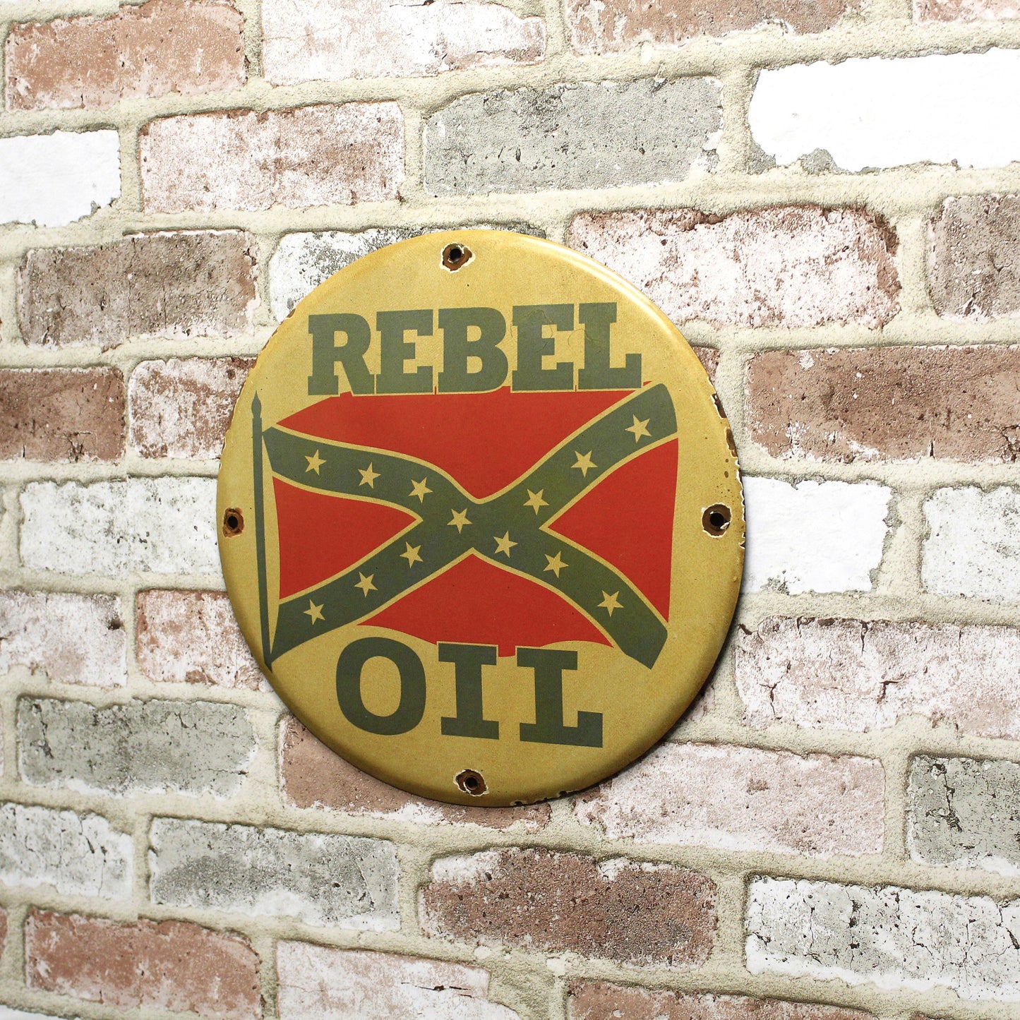 Rebel Oil Porcelain Enamel Sign (12in)
