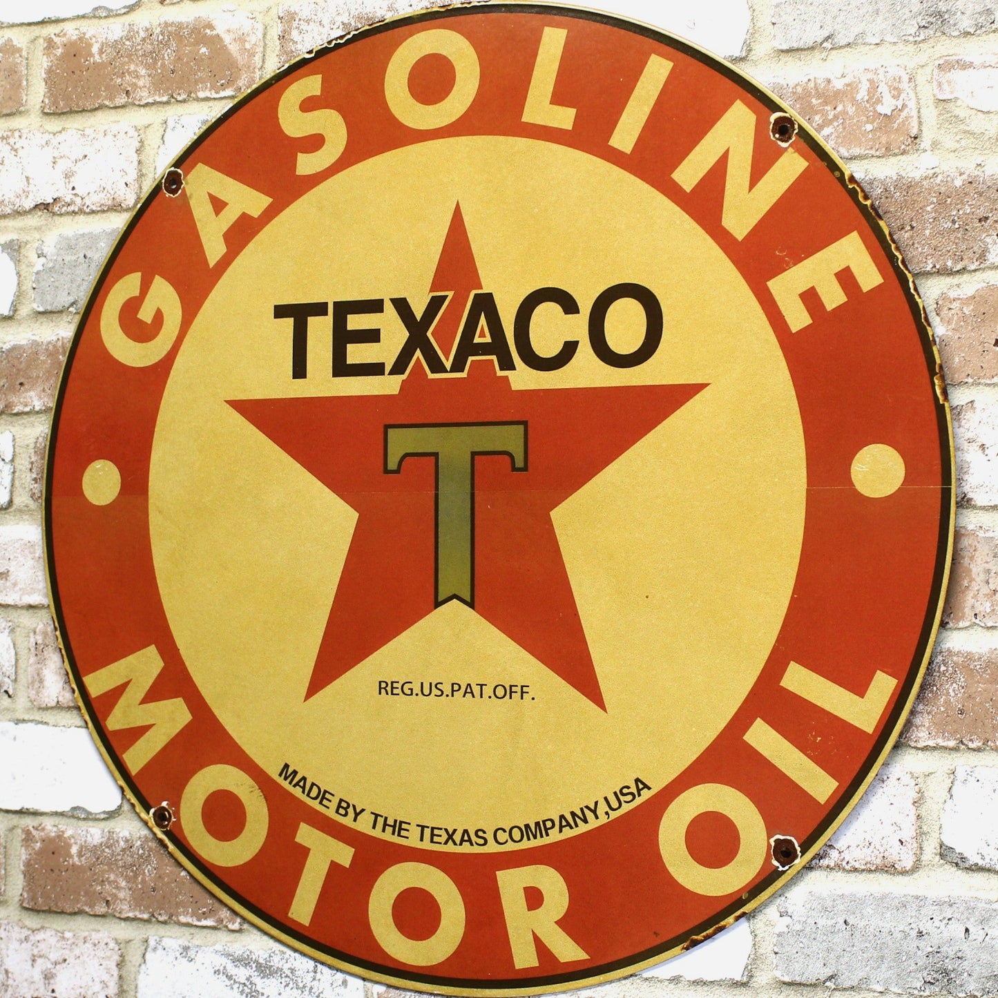 2Ft Texaco Gasoline Motor Oil Porcelain Enamel Sign (24-Inch)