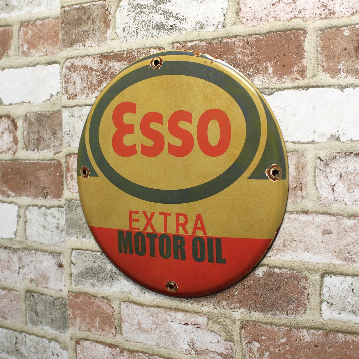Esso Extra Motor Oil Porcelain Enamel Sign (12in)