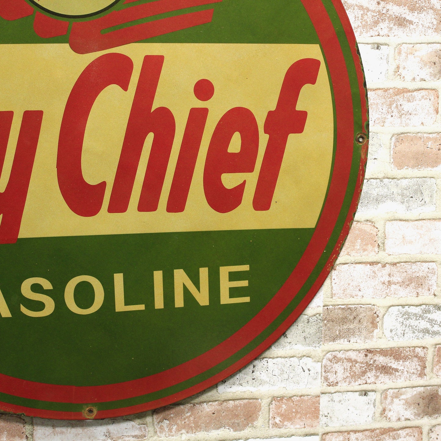 Texaco Sky Chief Gasoline Large Service Station Porcelain Enamel Sign (30in)