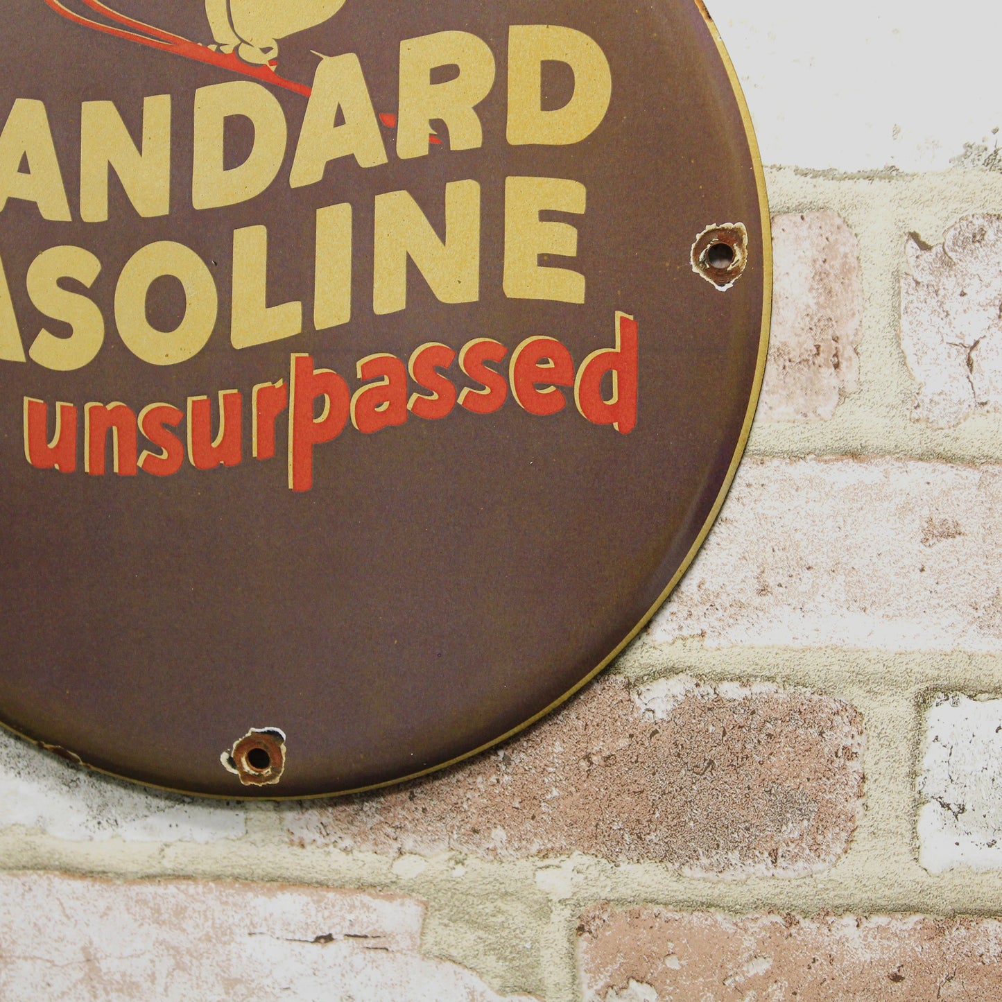 Standard Gasoline Polar Bear Ski Unsurpassed Porcelain Enamel Sign (12in)
