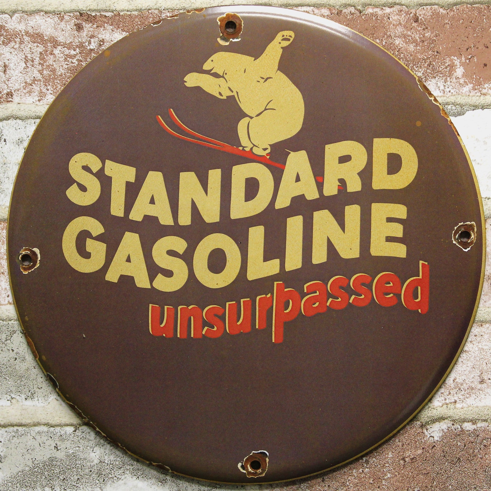 Find Vintage Porcelain Signs Standard Gasoline Polar Bear Ski Unsurpassed