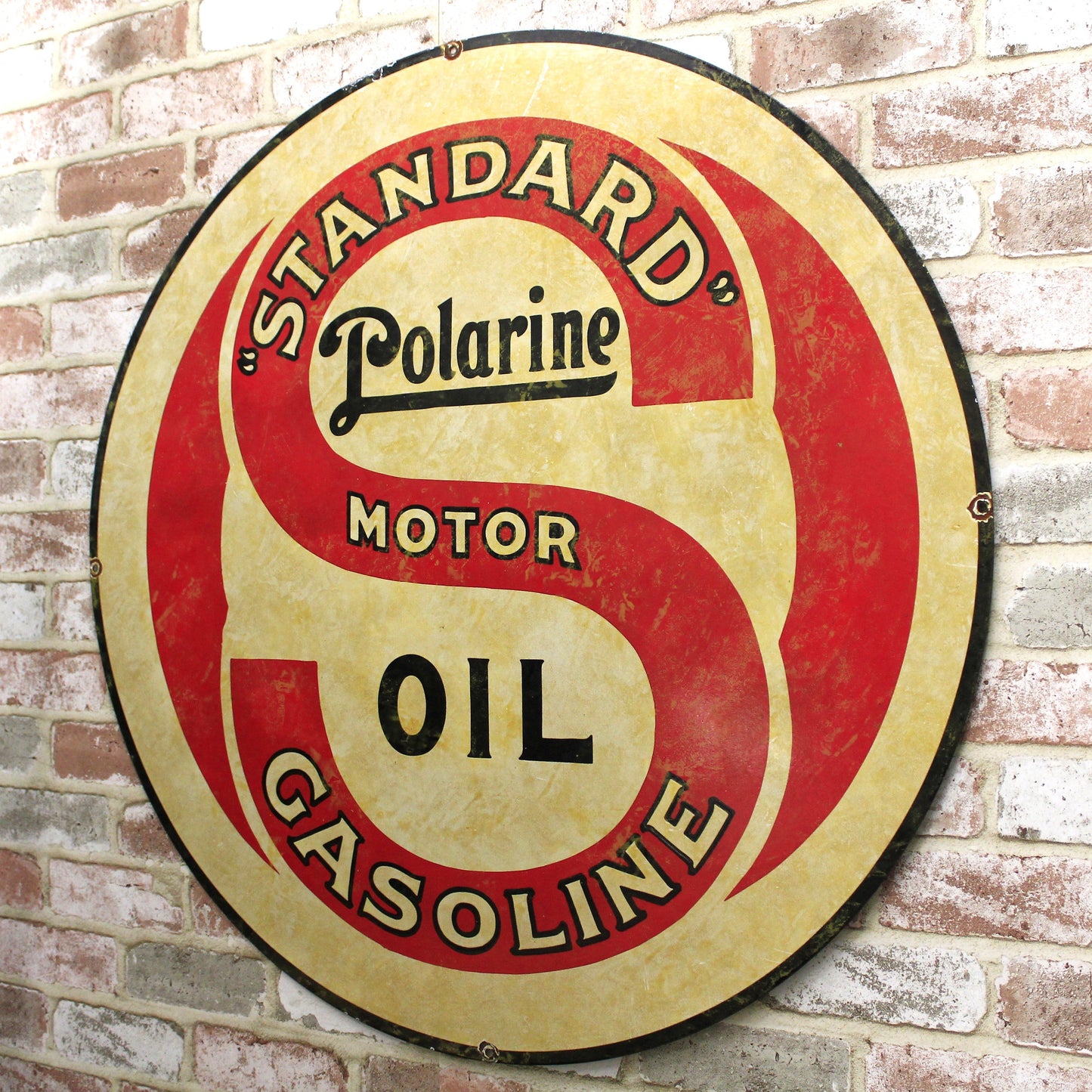 Standard Motor Oil Polarine Gasoline Porcelain Enamel Sign