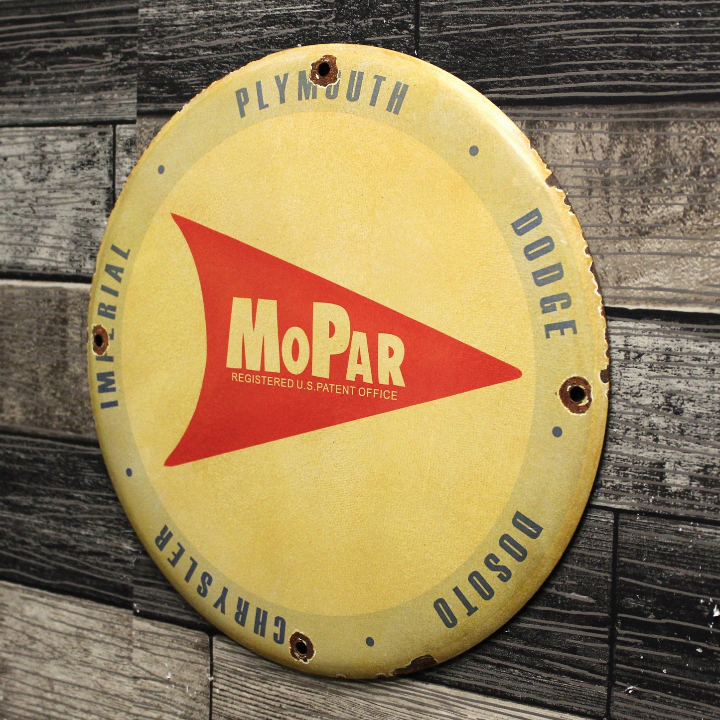 Mopar Plymouth Dodge Chrysler Porcelain Enamel Sign (12in)