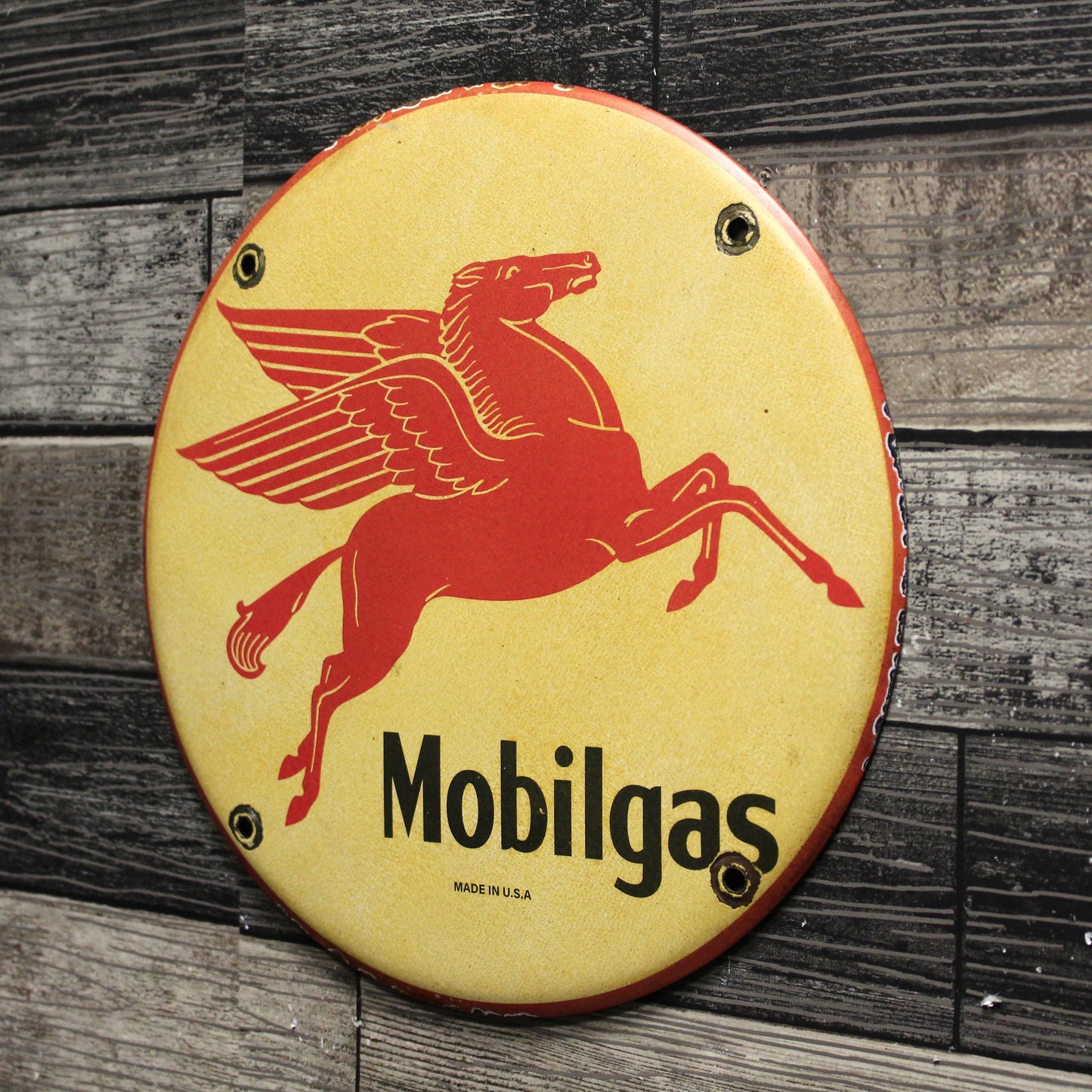 Mobilgas Red Pegasus Porcelain Enamel Sign (12in)