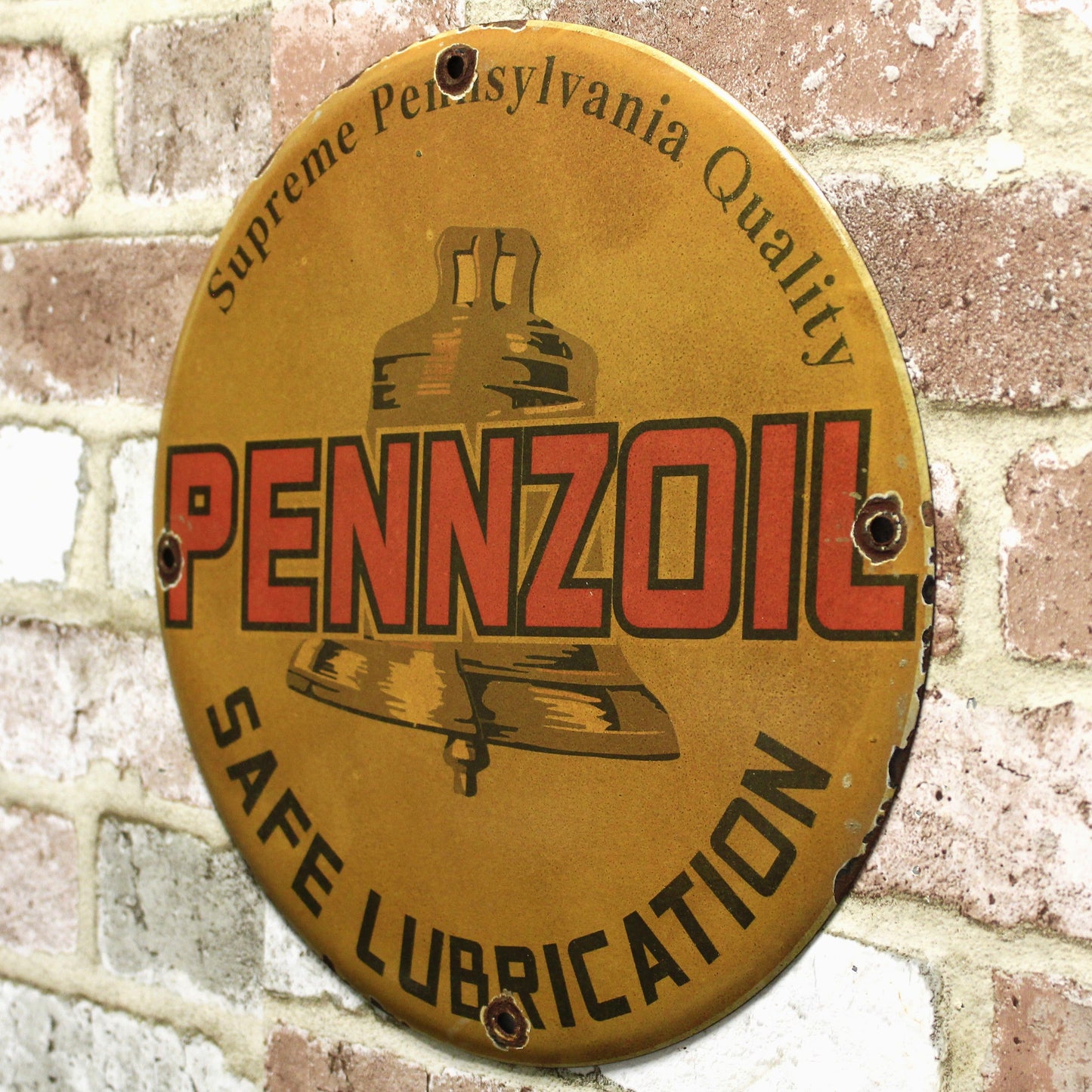 Pennzoil Supreme Pennsylvania Quality Vintage Porcelain Enamel Sign (12in)