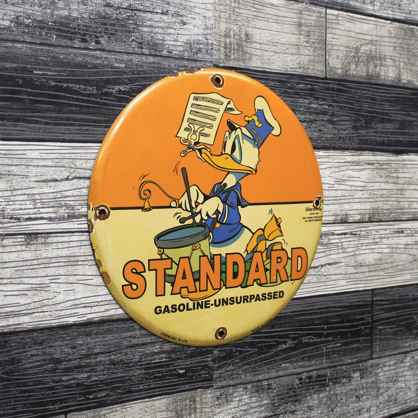 Standard Gas Donald Duck Vintage Disney Porcelain Enamel Sign (12in)