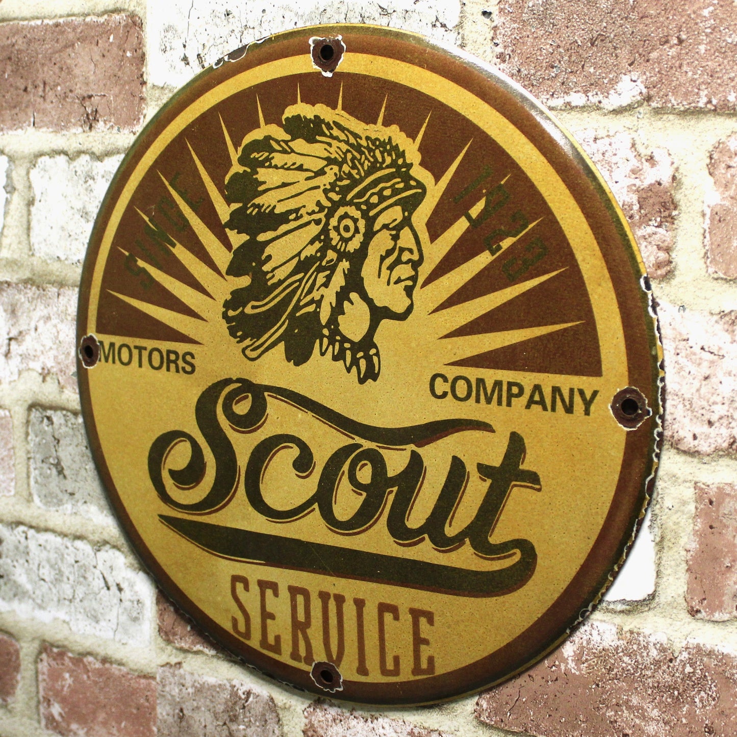 Scout Motors Company Service Porcelain Enamel Sign (12in)
