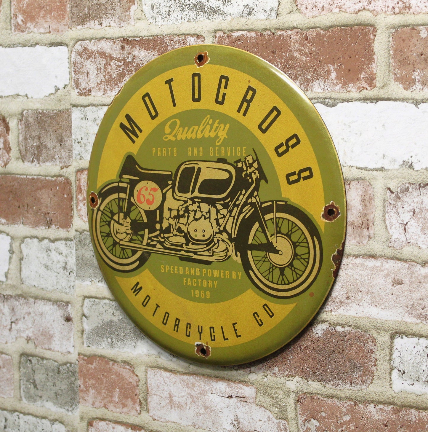 Motocross Motorcycle Co Porcelain Enamel Sign (12in)