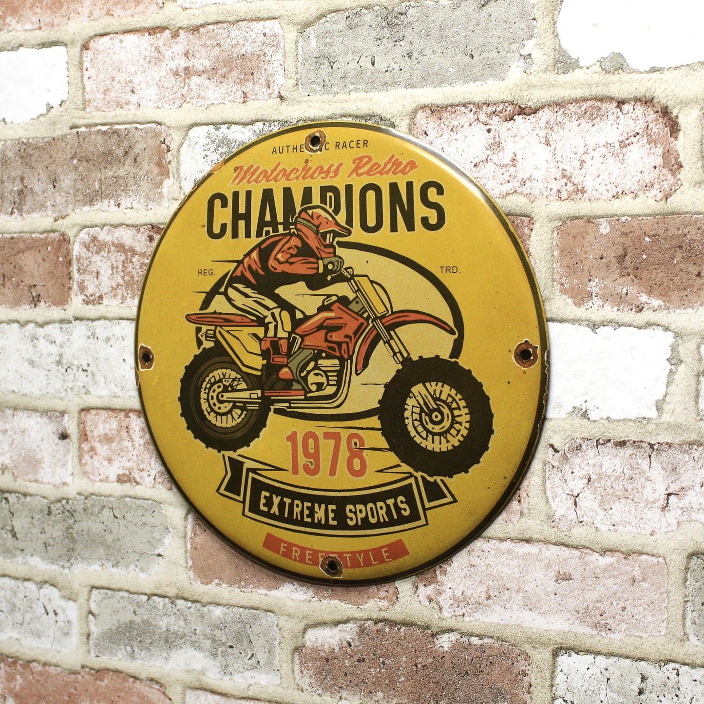 Motocross Retro Champions 1978 Porcelain Enamel Sign (12in)