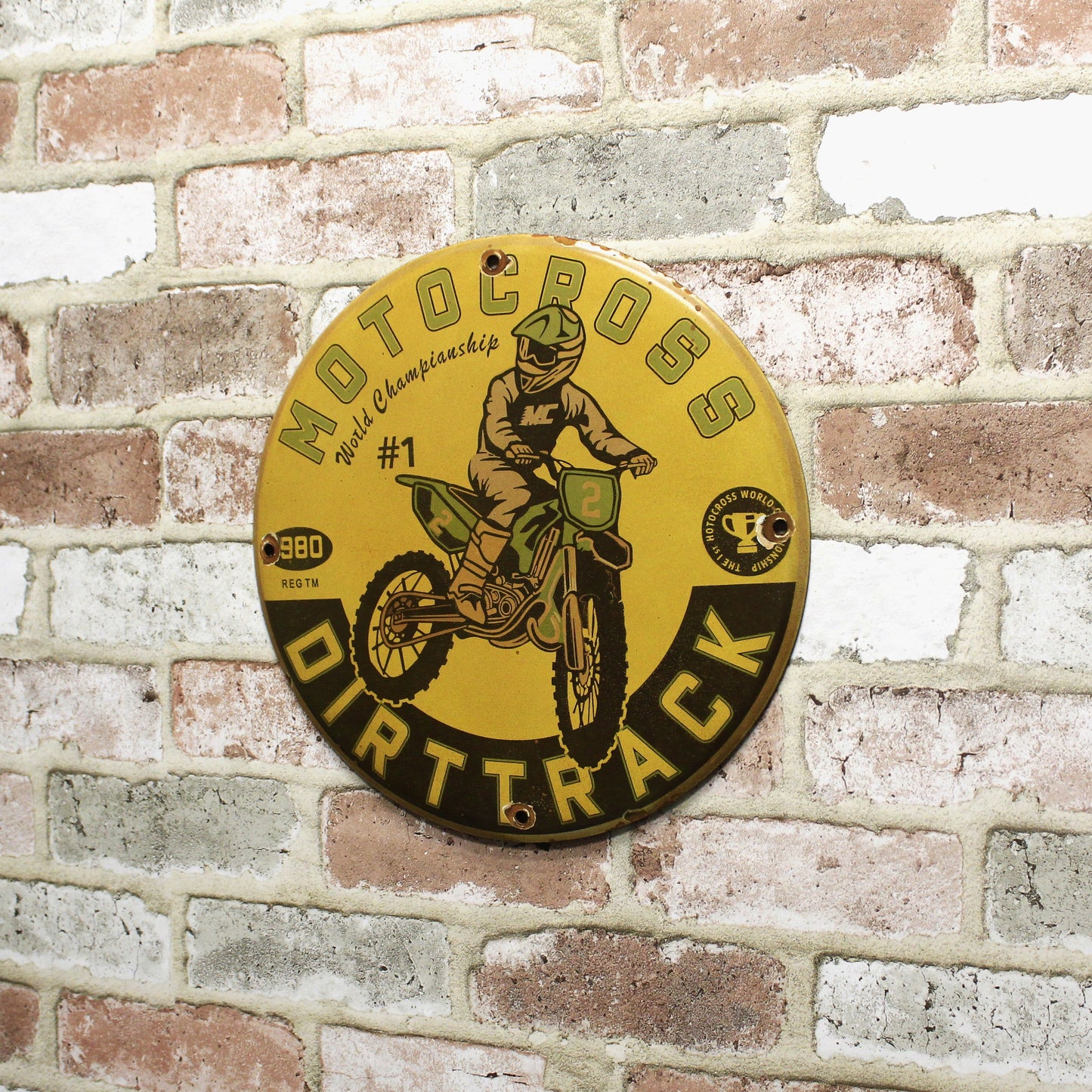 Motocross World Championship Dirt Track Porcelain Enamel Sign (12in)