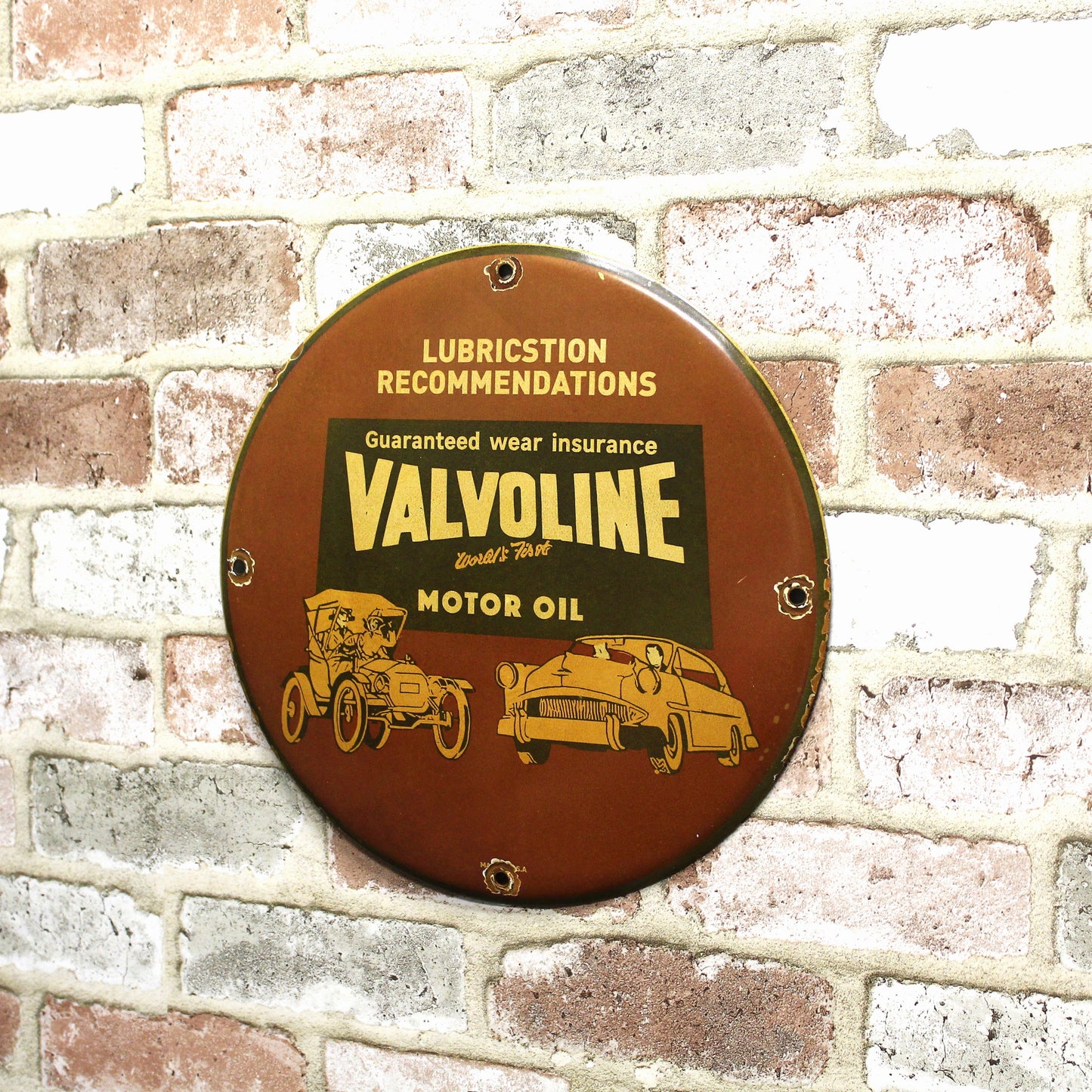 Valvoline Motor Oil Porcelain Enamel Sign (12in) MISSPELLED