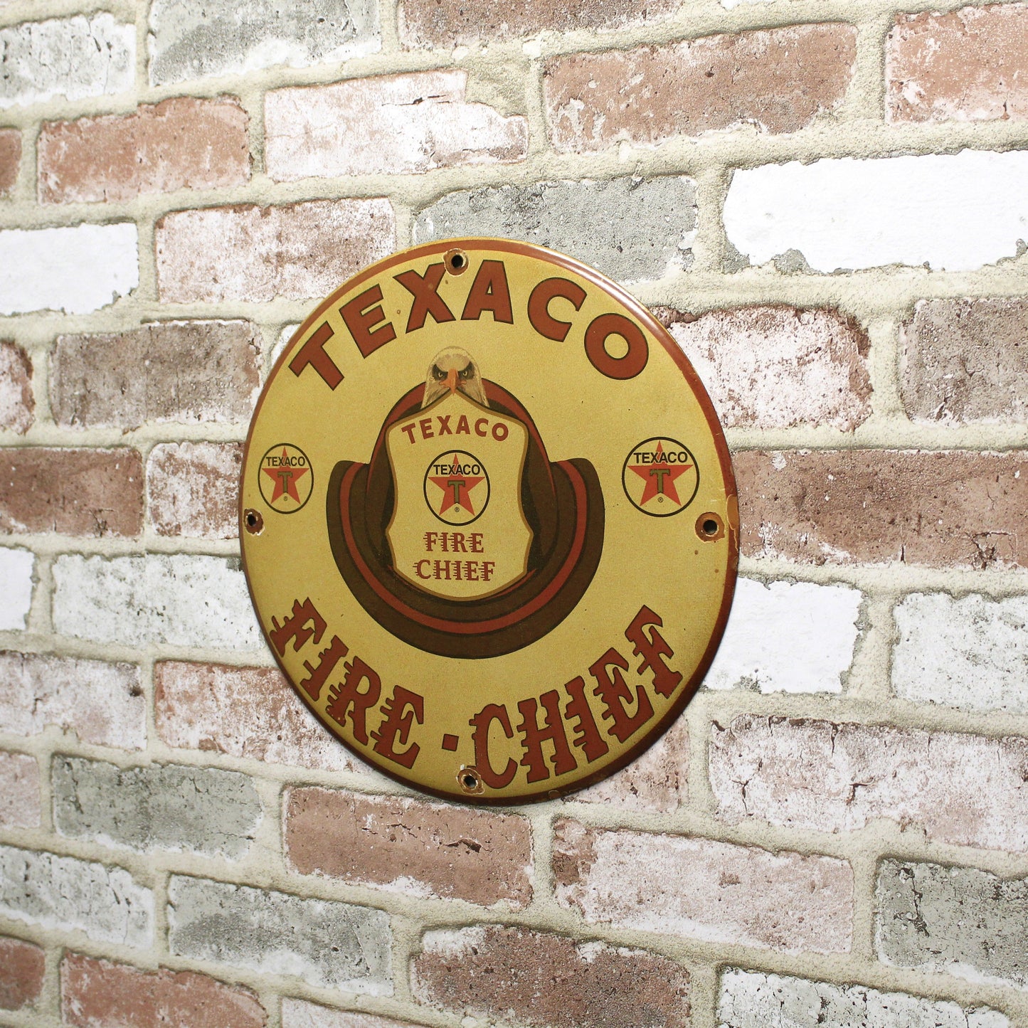 Texaco Fire-Chief Porcelain Enamel Sign (12in)