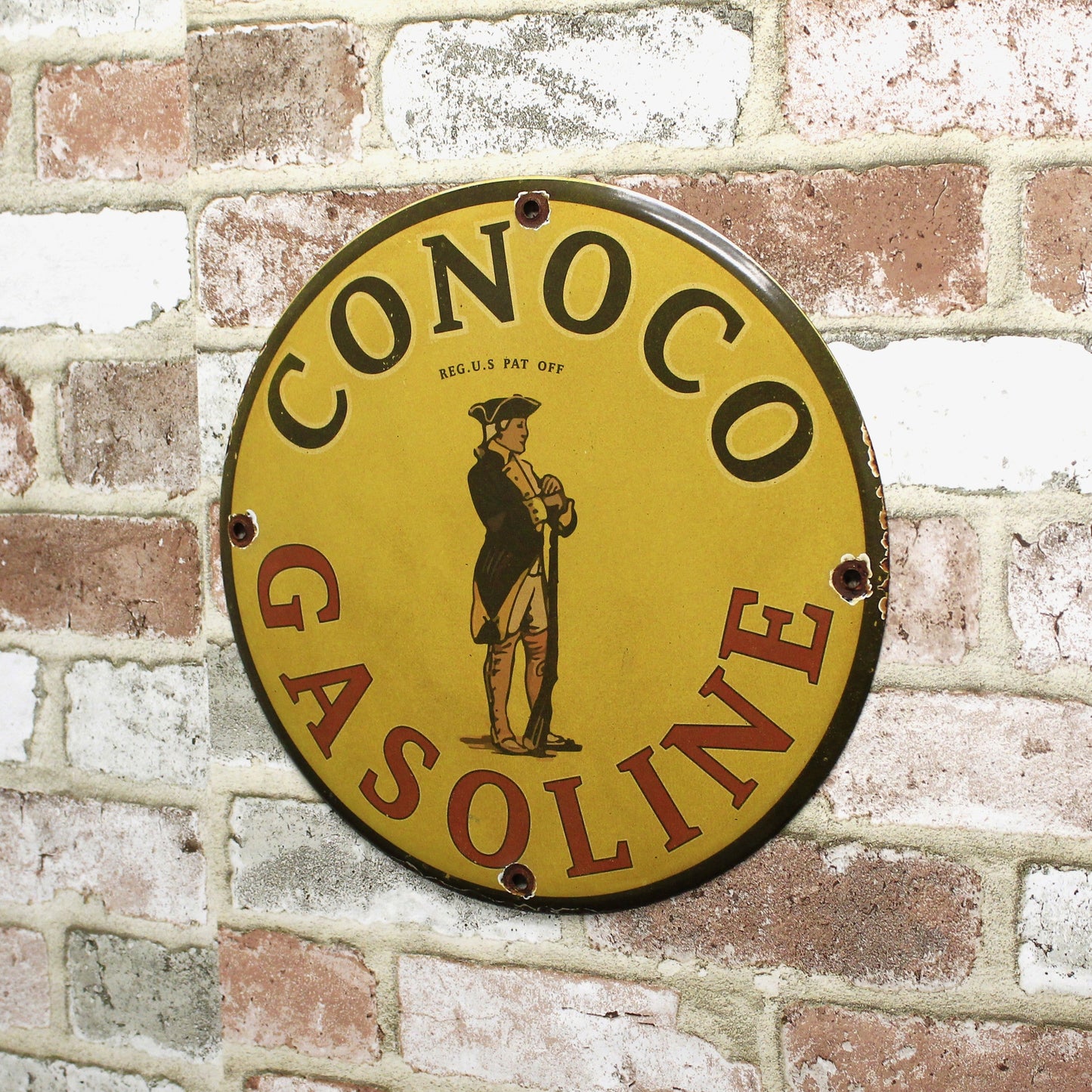 Conoco Gasoline Porcelain Enamel Sign (12in)