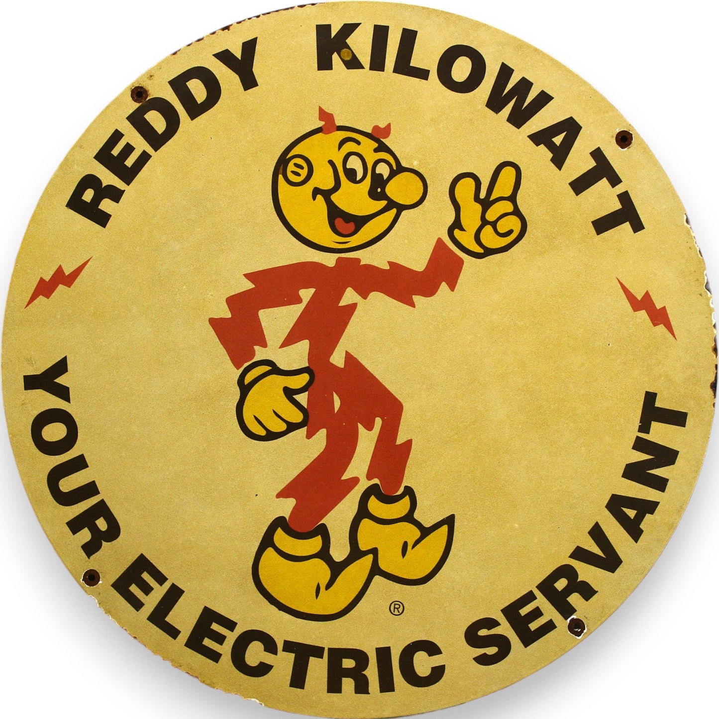 2Ft Reddy Kilowatt Electric Servant Porcelain Enamel Sign (24-Inch)