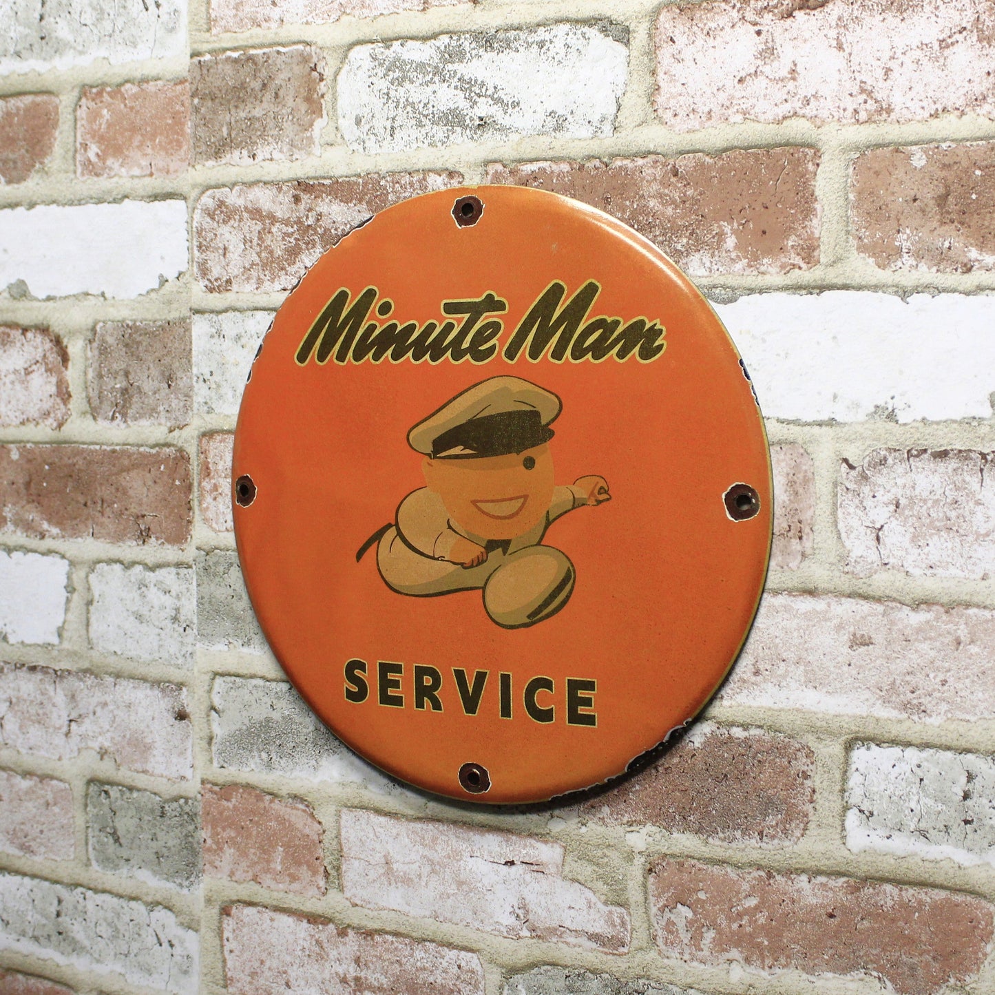 Minute Man Service Porcelain Enamel Sign (12in)