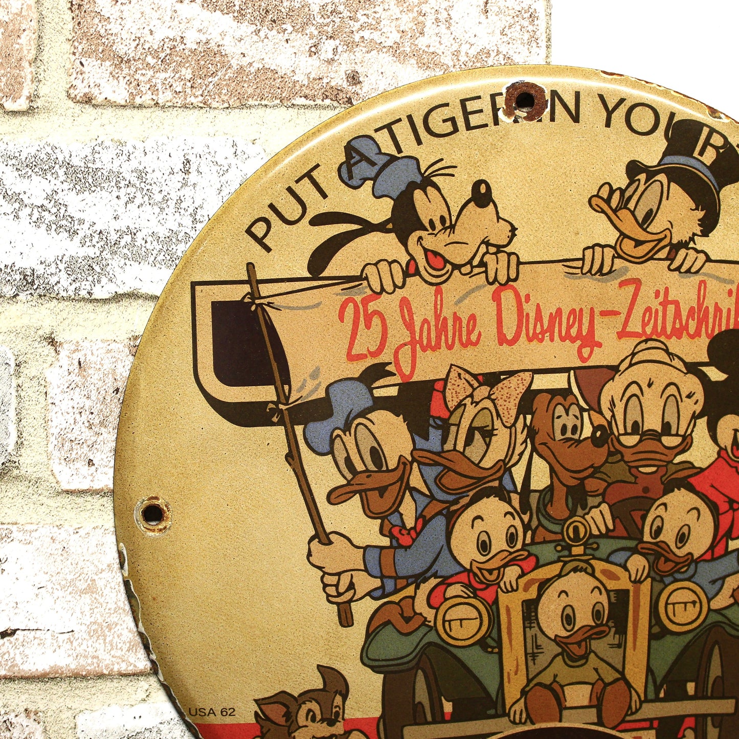 Esso Disney Family 25-Year Anniversary Porcelain Enamel Sign (12in)