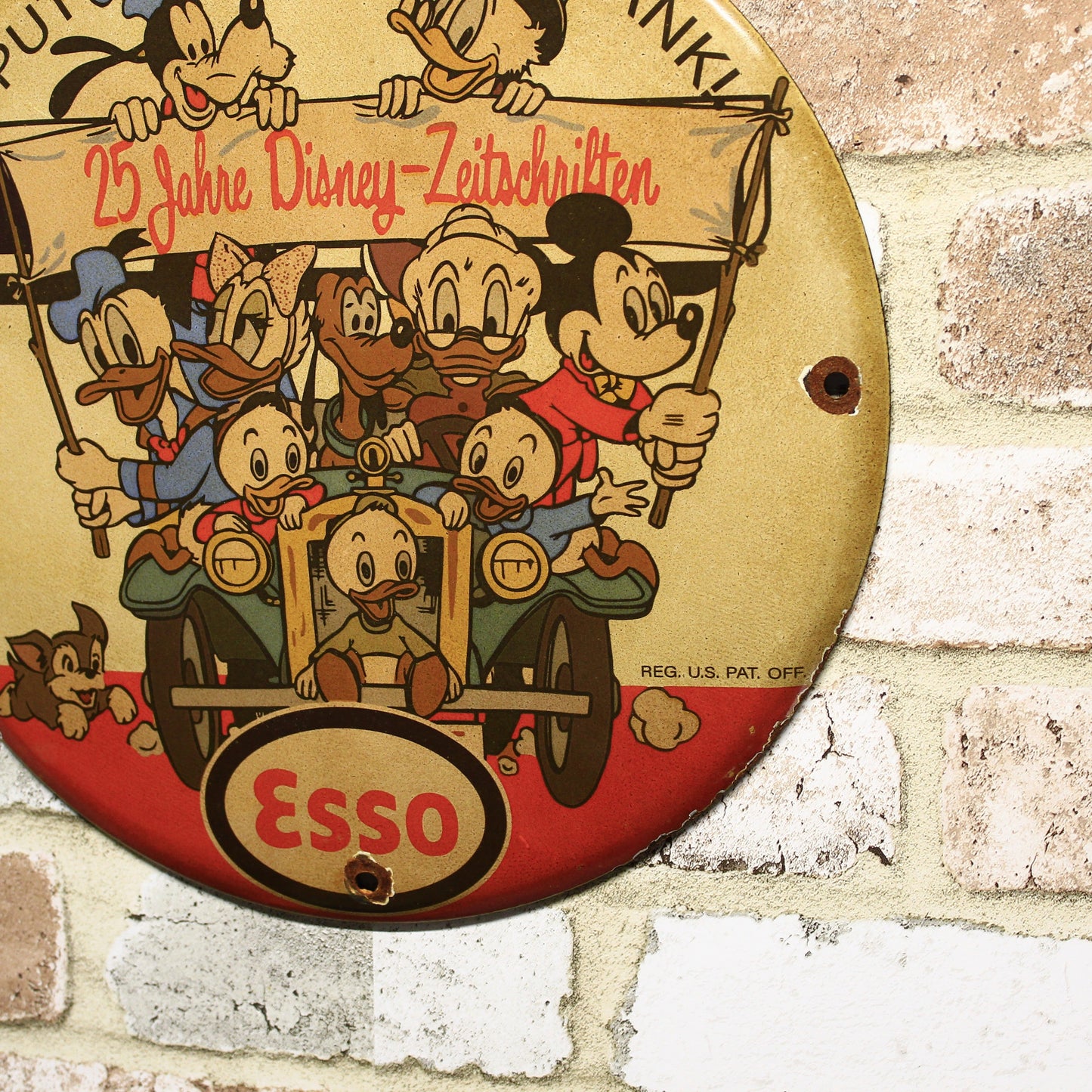 Esso Disney Family 25-Year Anniversary Porcelain Enamel Sign (12in)