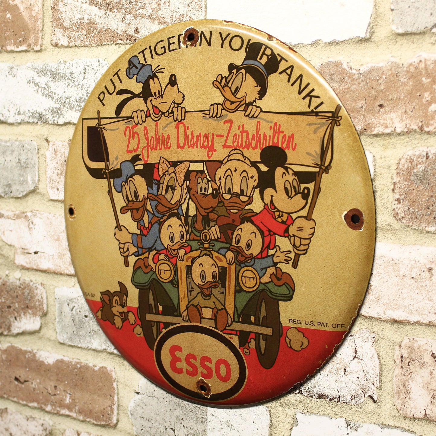 Esso Disney Family 25-Year Anniversary Porcelain Enamel Sign (12in)