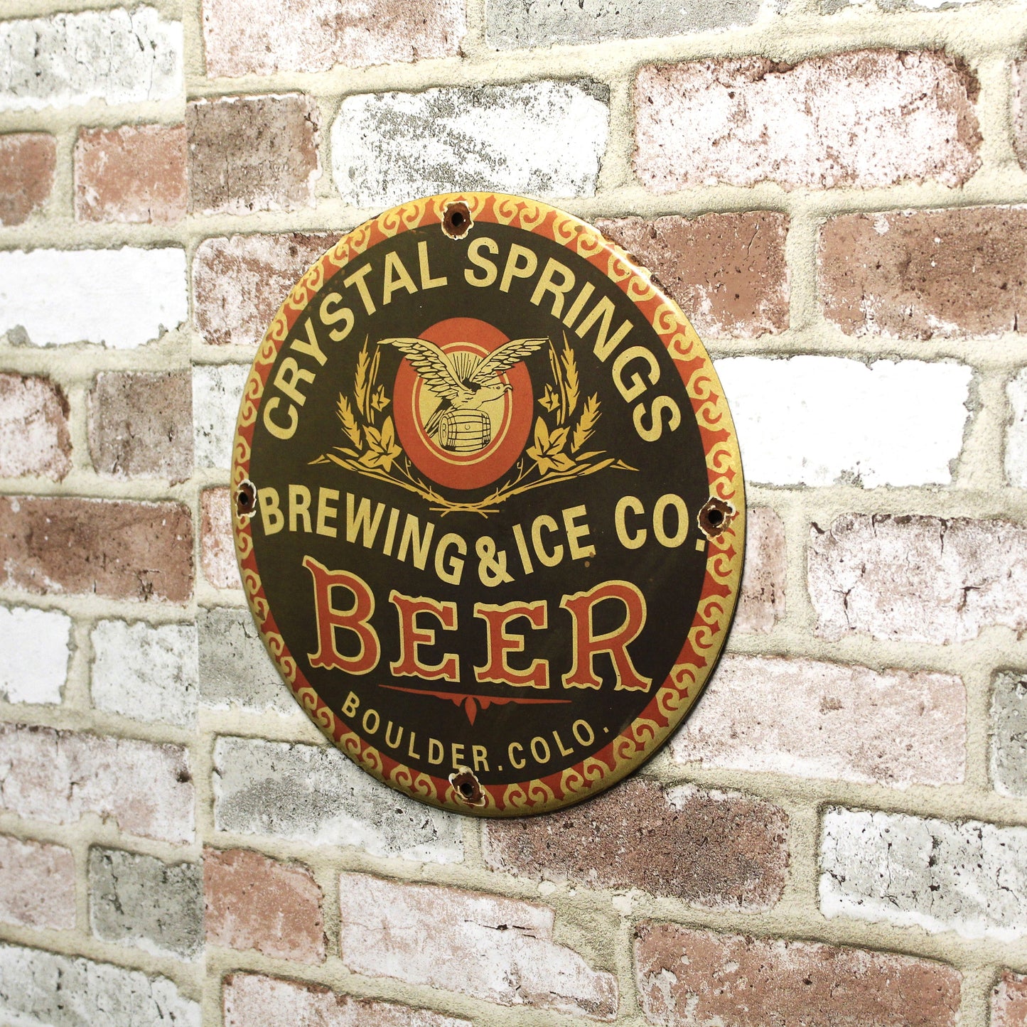 Crystal Springs Brewing & Ice Co Porcelain Enamel Sign (12in)
