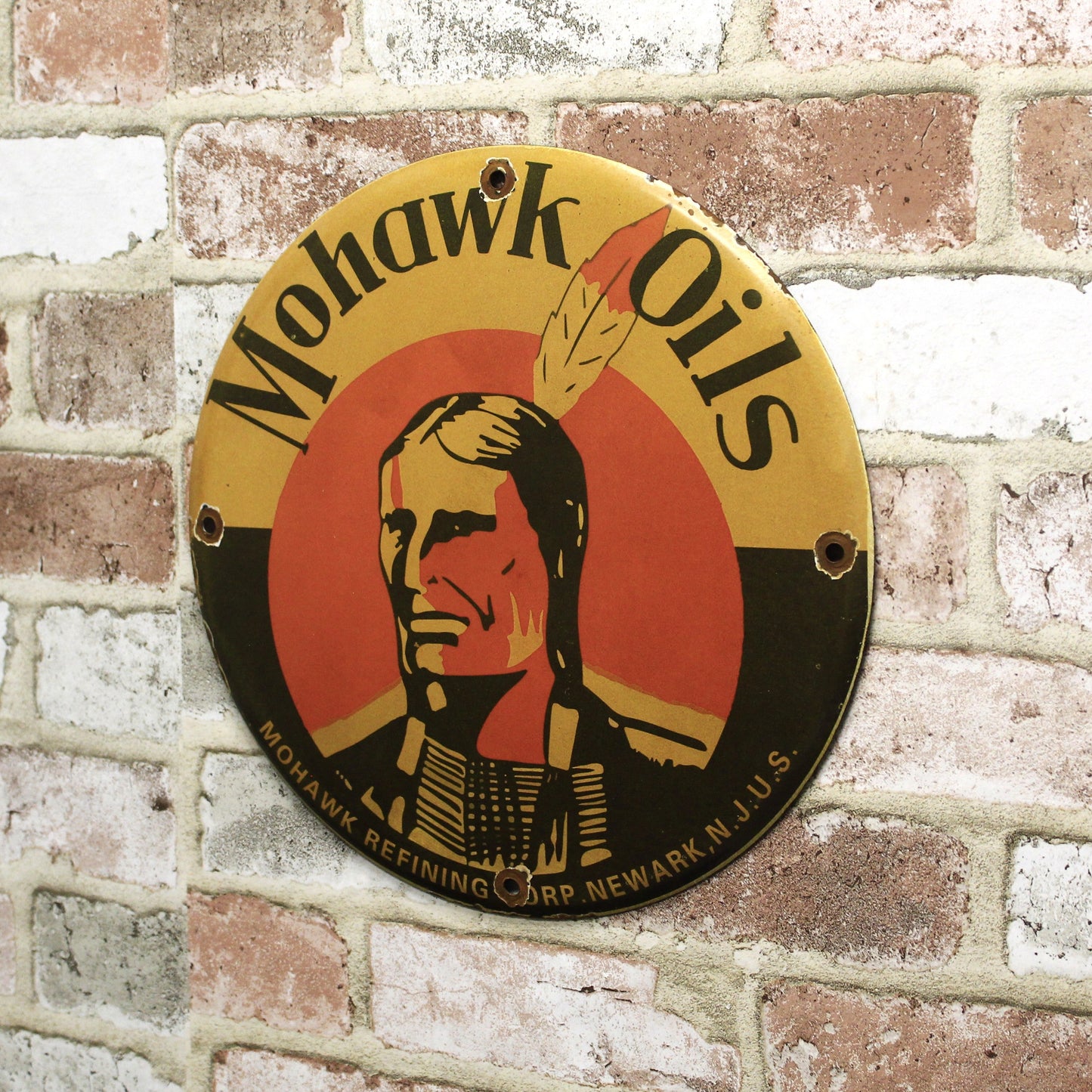 Mohawk Oils Porcelain Enamel Sign (12in)