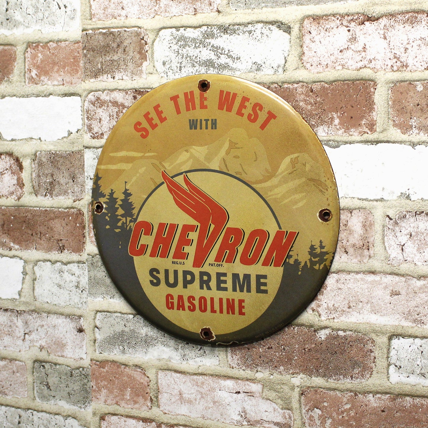 Chevron Supreme See The West Porcelain Enamel Sign (12in)