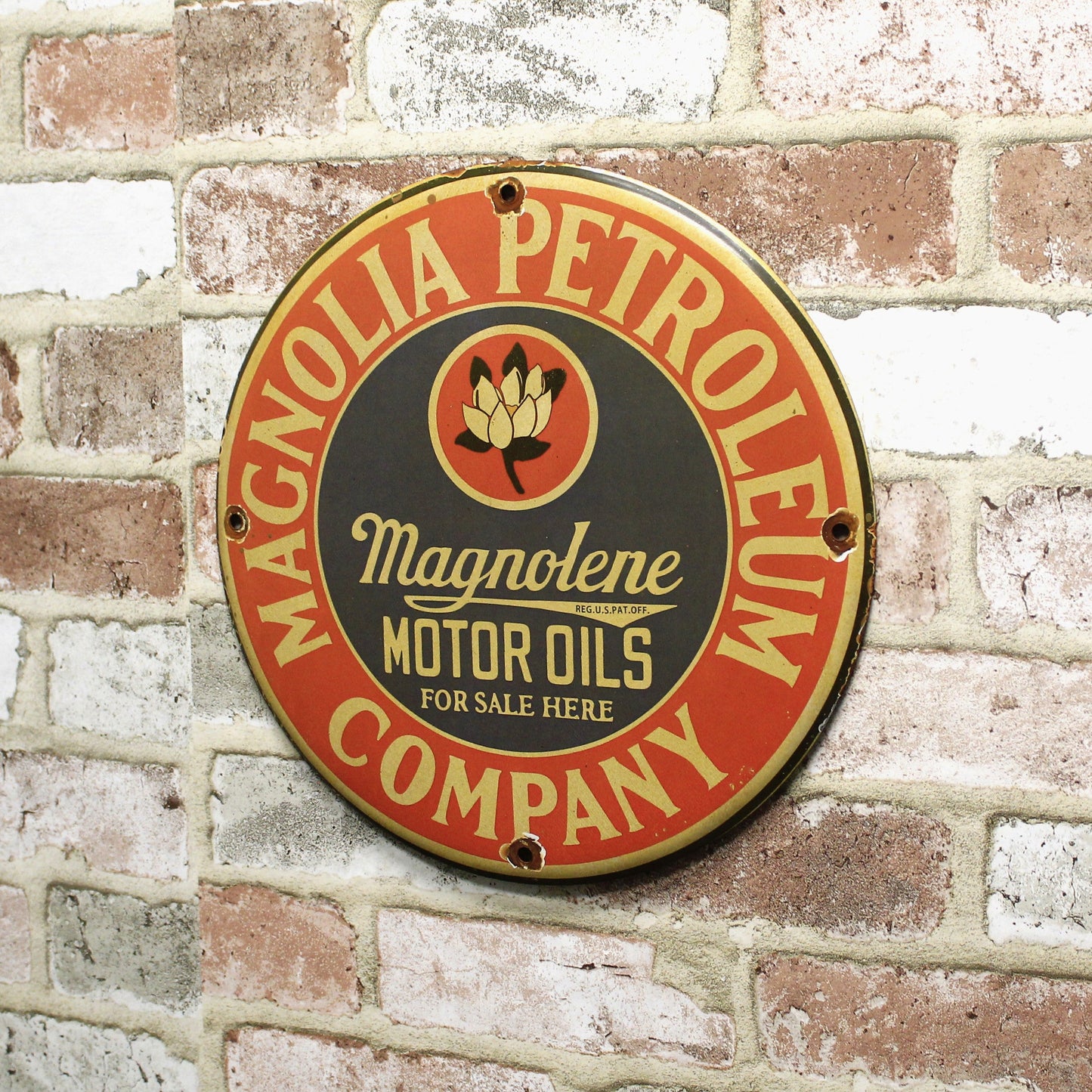 Magnolia Petroleum Company Porcelain Enamel Sign (12in)