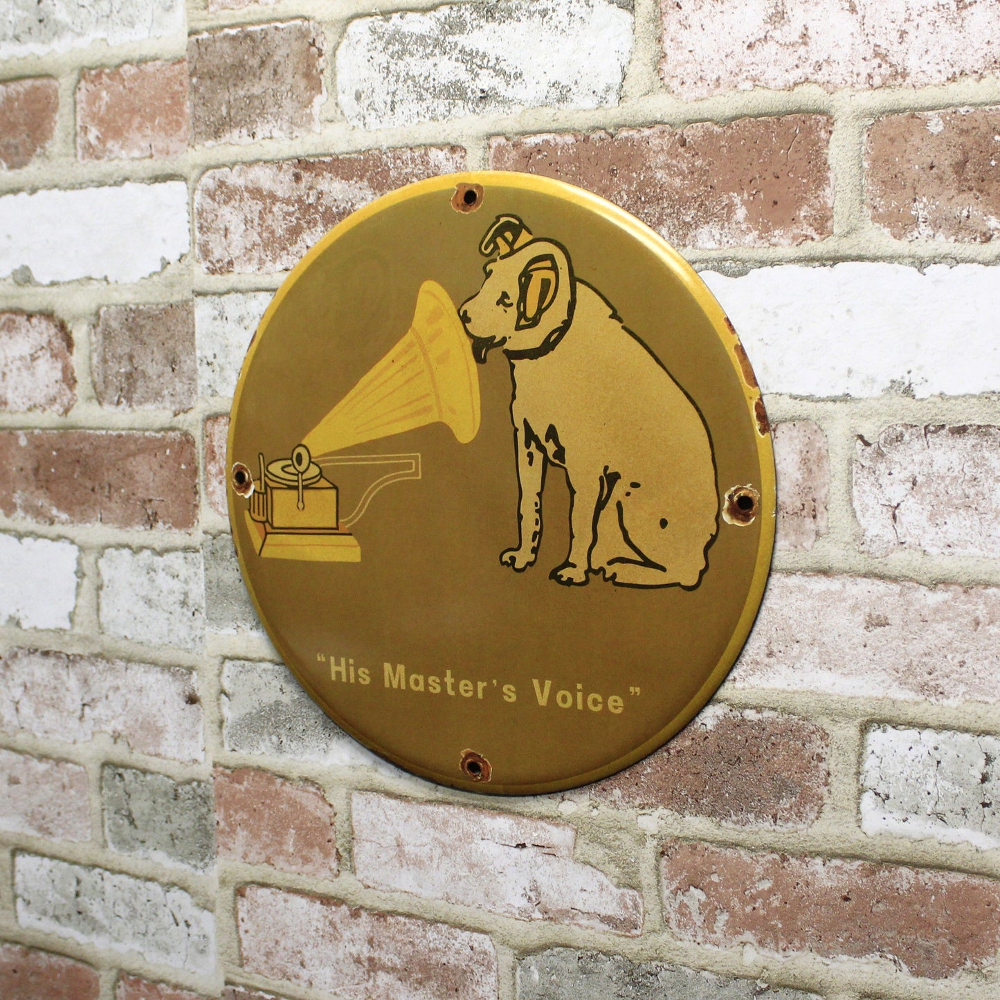 His Master's Voice Gramophone Vintage Porcelain Enamel Sign (12in)