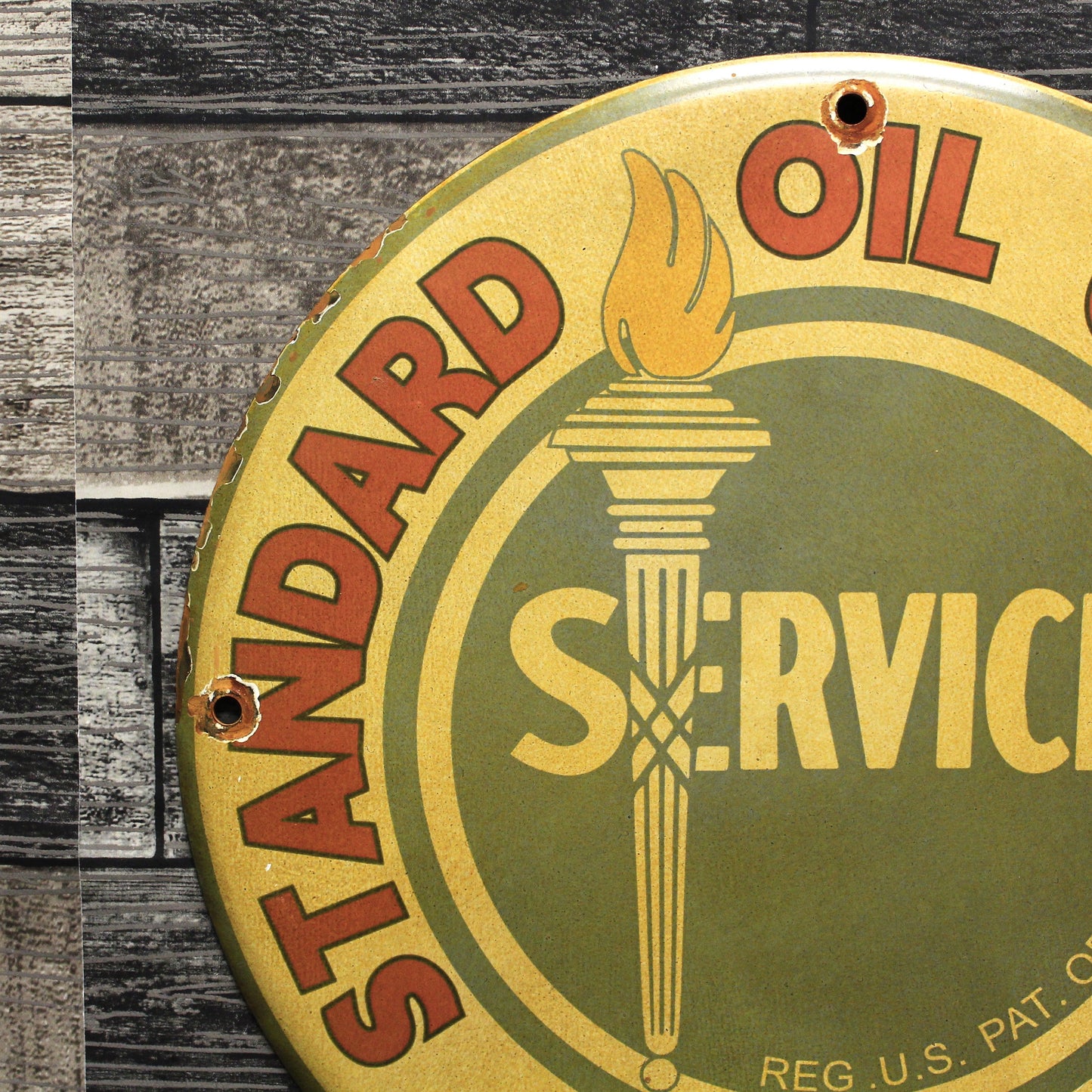 Standard Oil Service Indiana Porcelain Enamel Sign (12in)