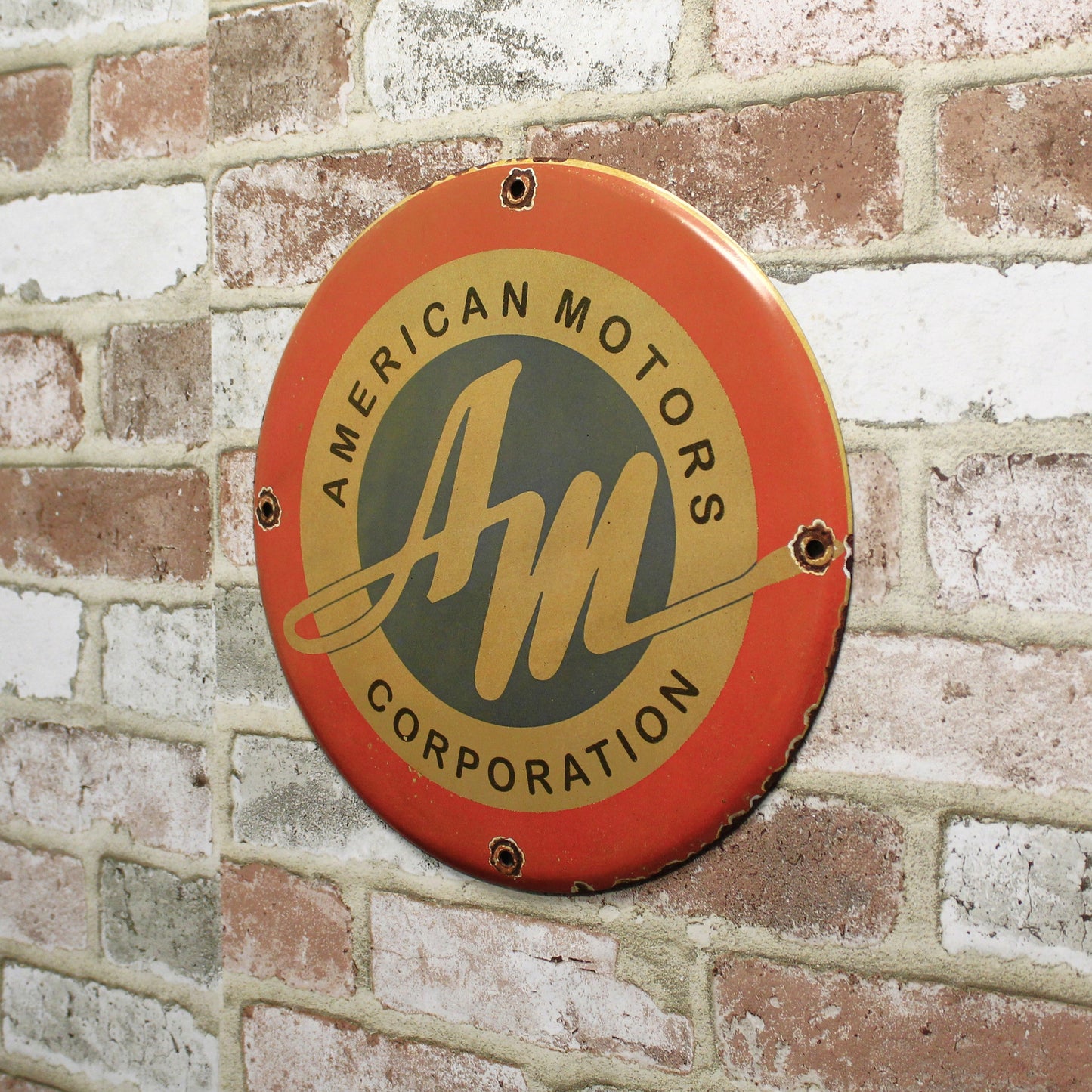 American Motors Company Vintage Porcelain Enamel Sign (12in)