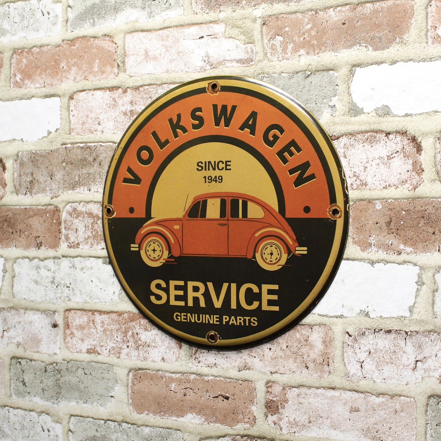 Volkswagen Service Since 1949 Porcelain Enamel Sign (12in)