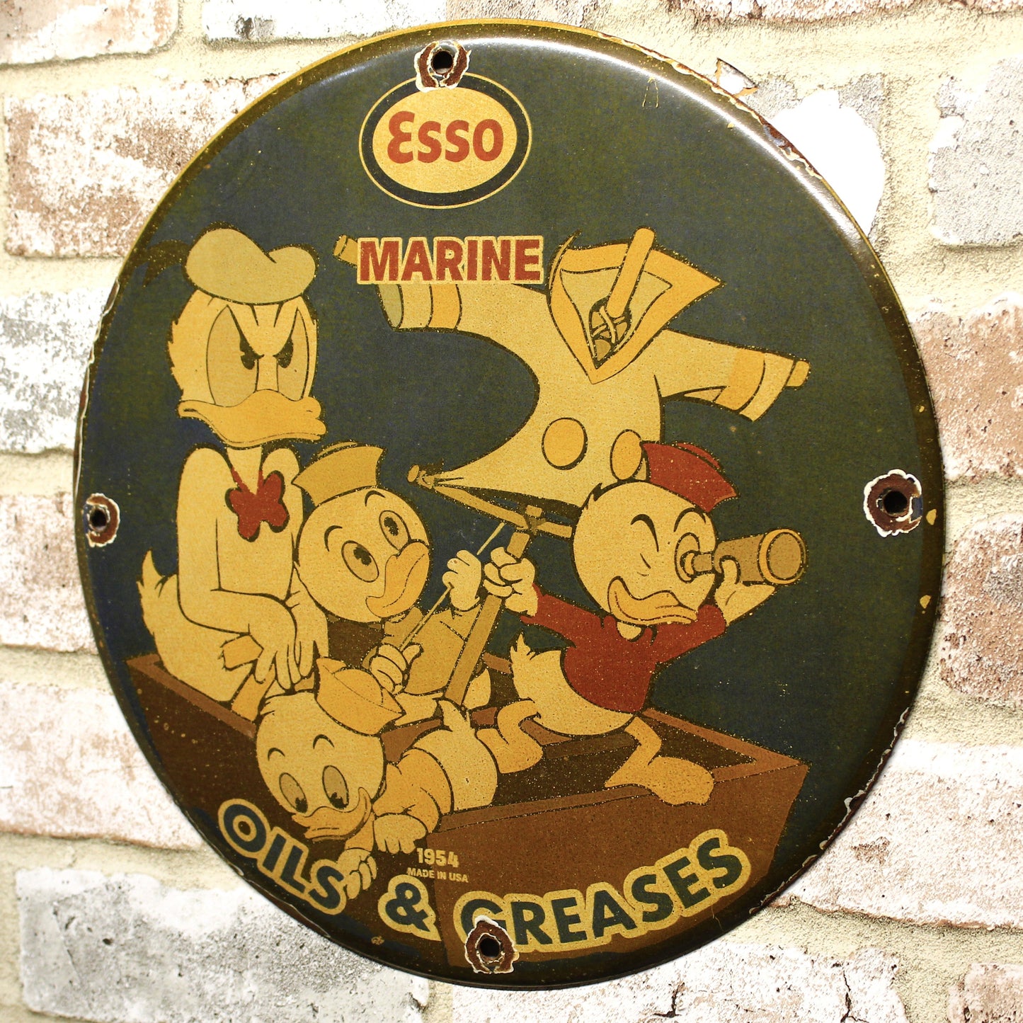 Esso Marine Oils & Greases Porcelain Enamel Sign (12in)