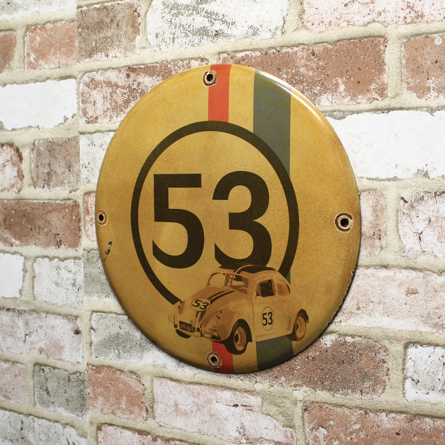 Herbie Volkswagen 53 Vintage Porcelain Enamel Sign (12in)