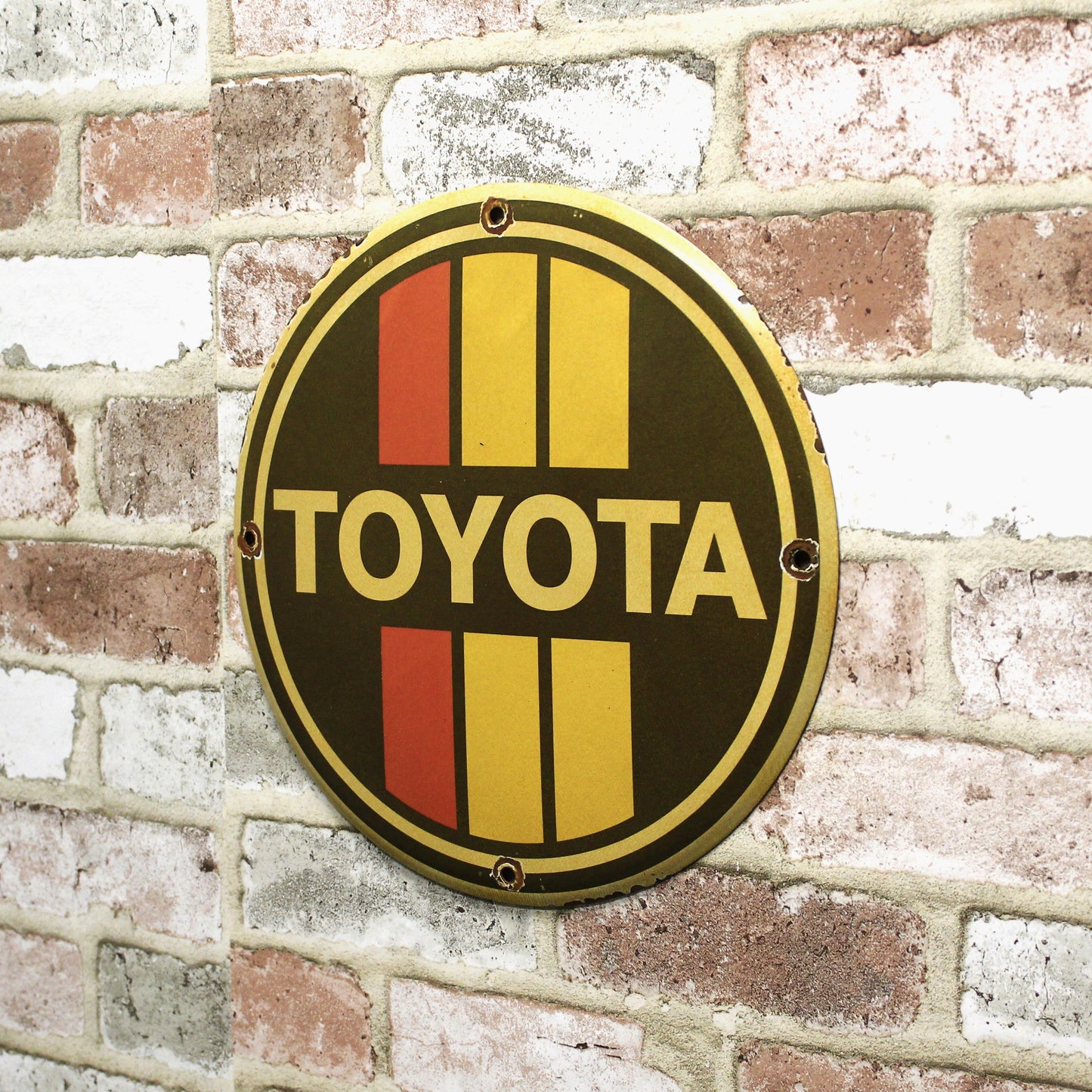 Toyota Racing Stripes Porcelain Enamel Sign (12in)