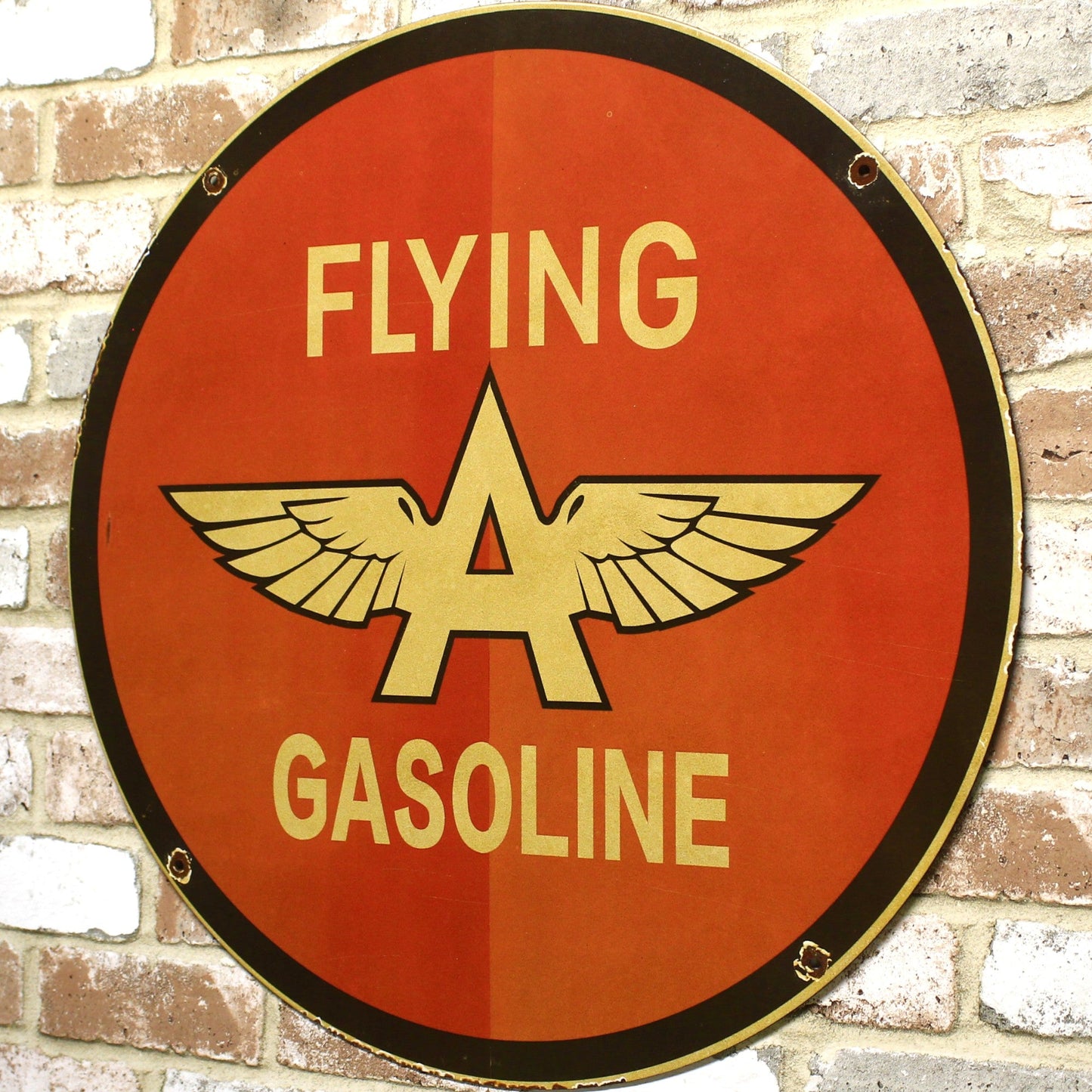 2Ft Flying A Gasoline Vintage Porcelain Enamel Sign (24-Inch)