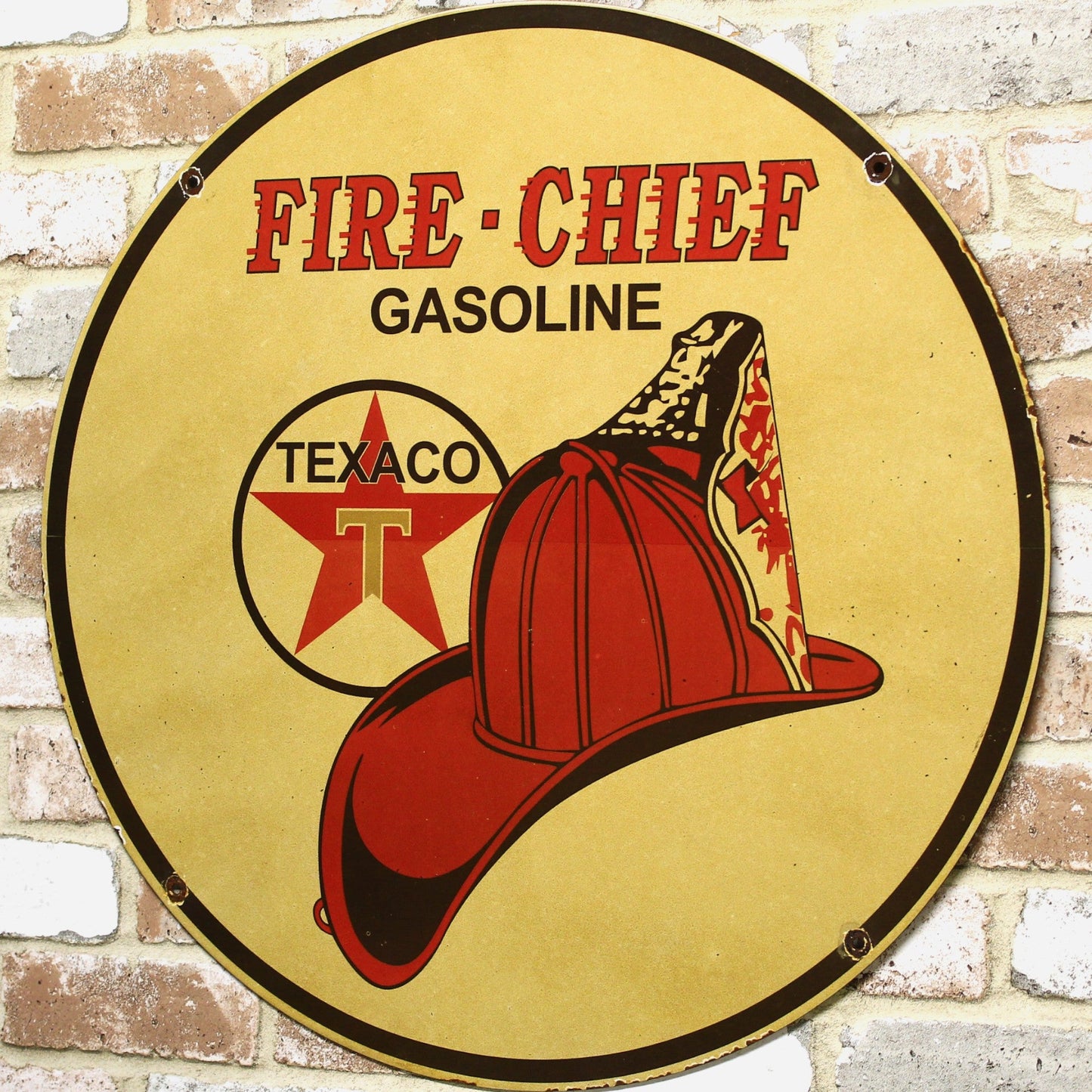 2Ft Texaco Fire Chief Gasoline Porcelain Enamel Sign (24-Inch)