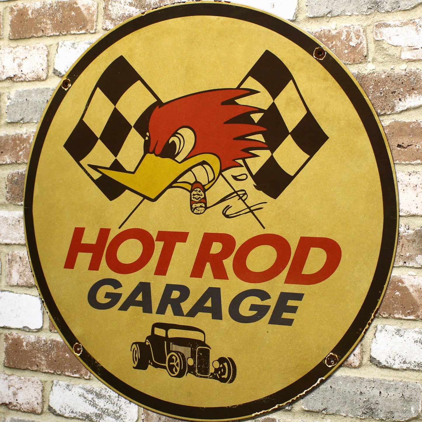 2Ft Hot Rod Garage Mr. Horsepower Porcelain Enamel Sign (24-Inch)