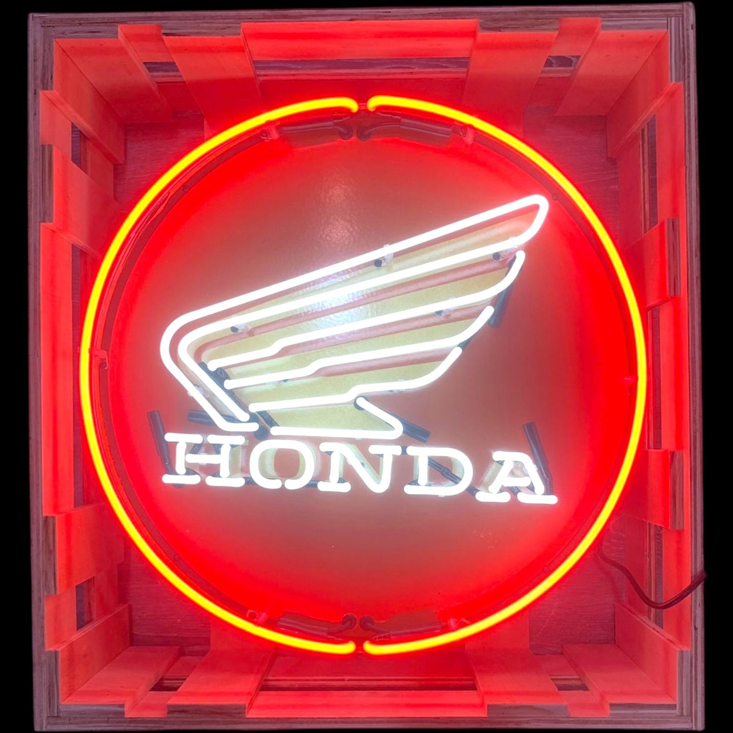 Honda Wing Single-Sided Neon Porcelain Box Sign