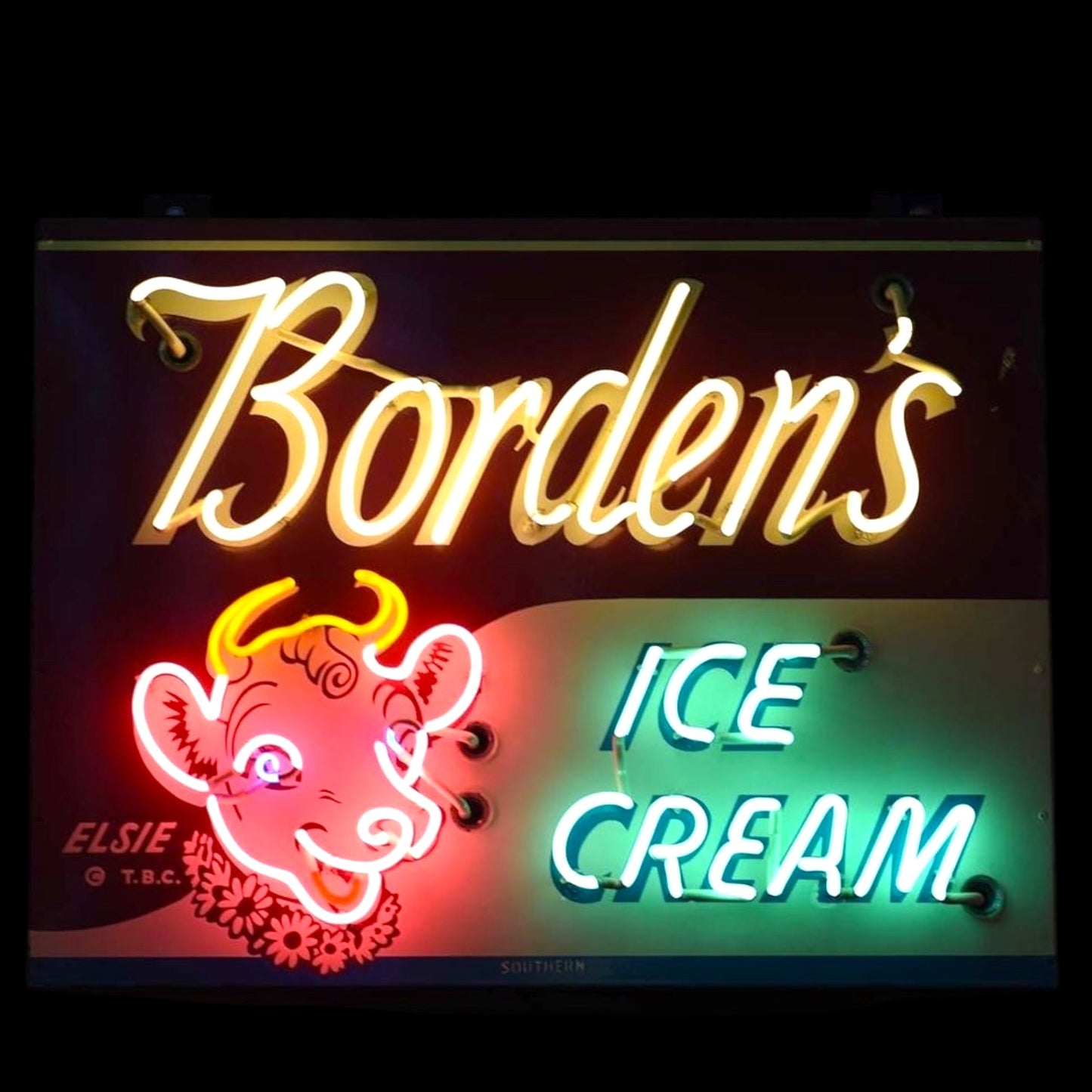 Borden's Ice Cream Elsie the Cow Neon Porcelain Shop Sign with Can