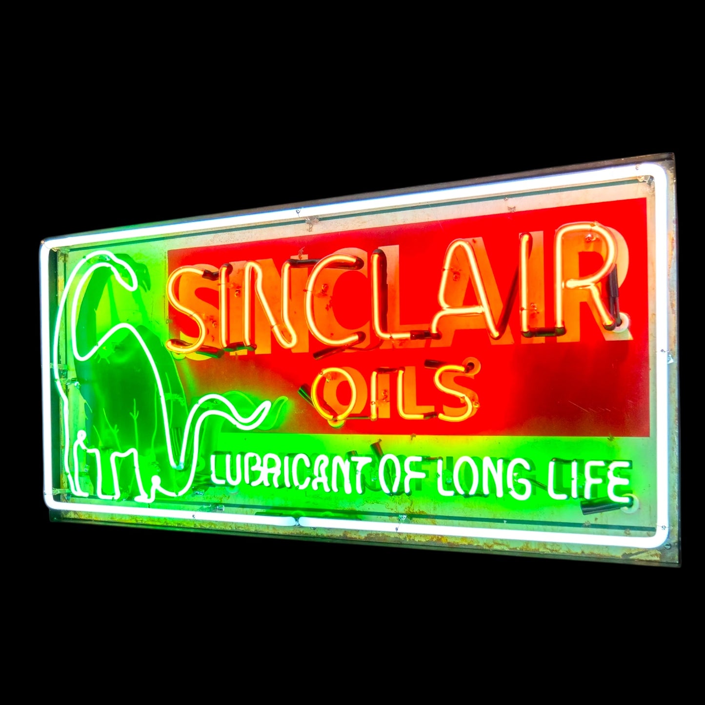 Sinclair Oil Neon Sign - Real Glass, Porcelain, Steel Can - Retro Gas Advertising Reproduction