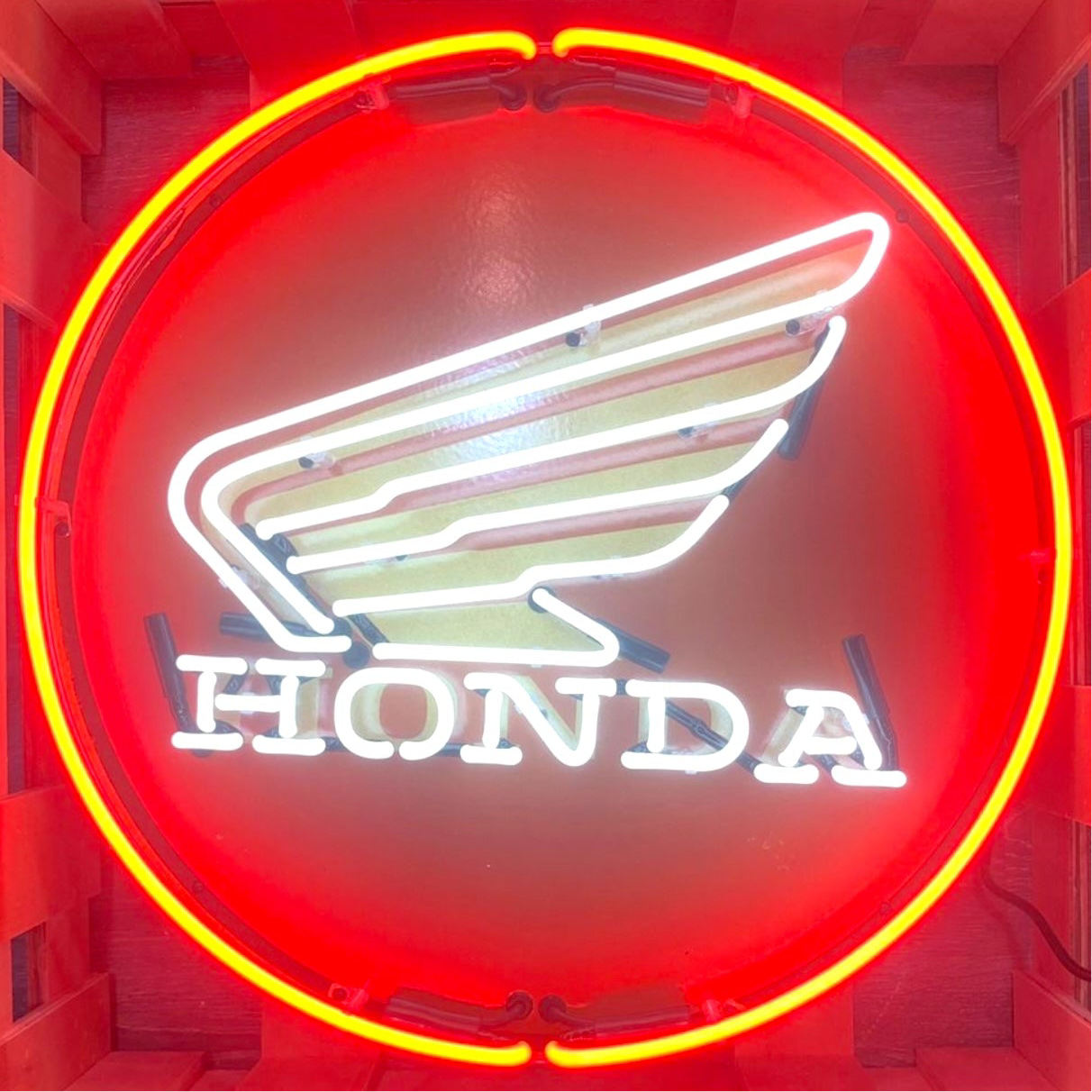 Honda Wing Single-Sided Neon Porcelain Box Sign