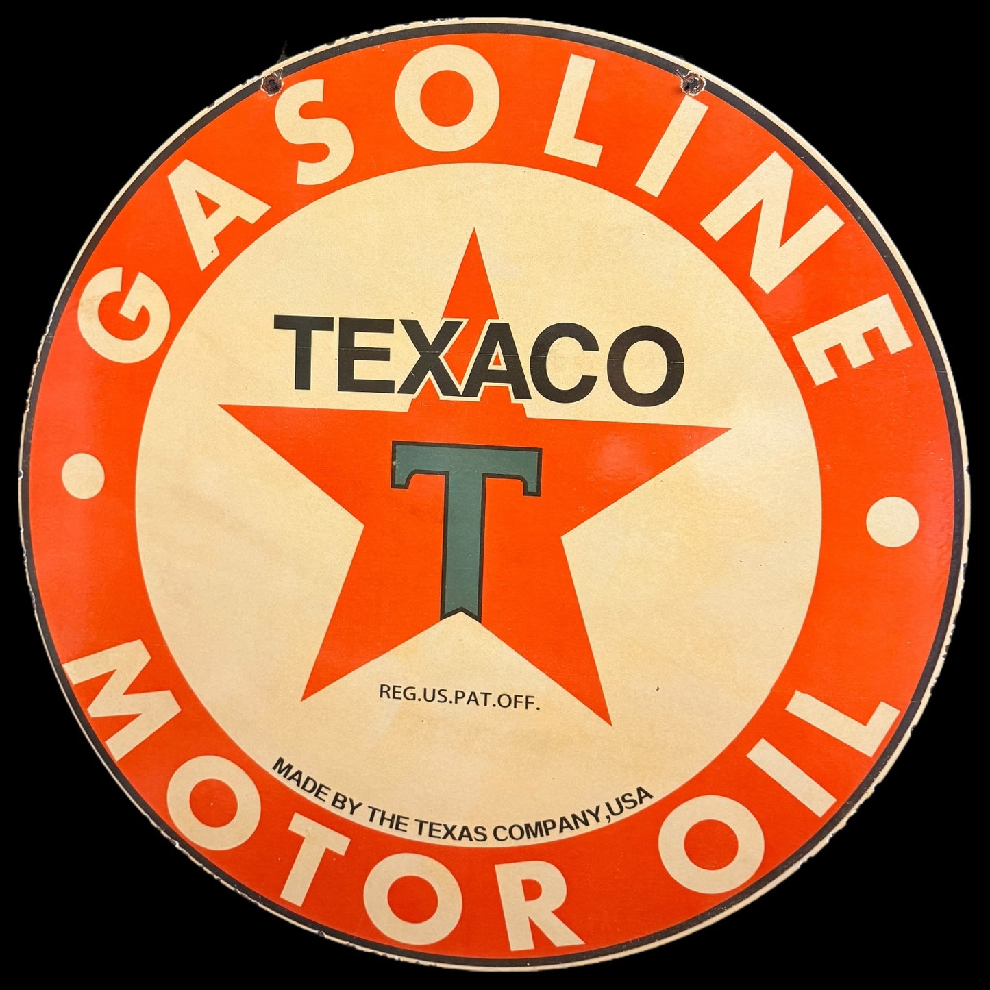 *Limited* Texaco Gasoline Double-Sided Large Porcelain Enamel on Steel (DS 30-Inch)