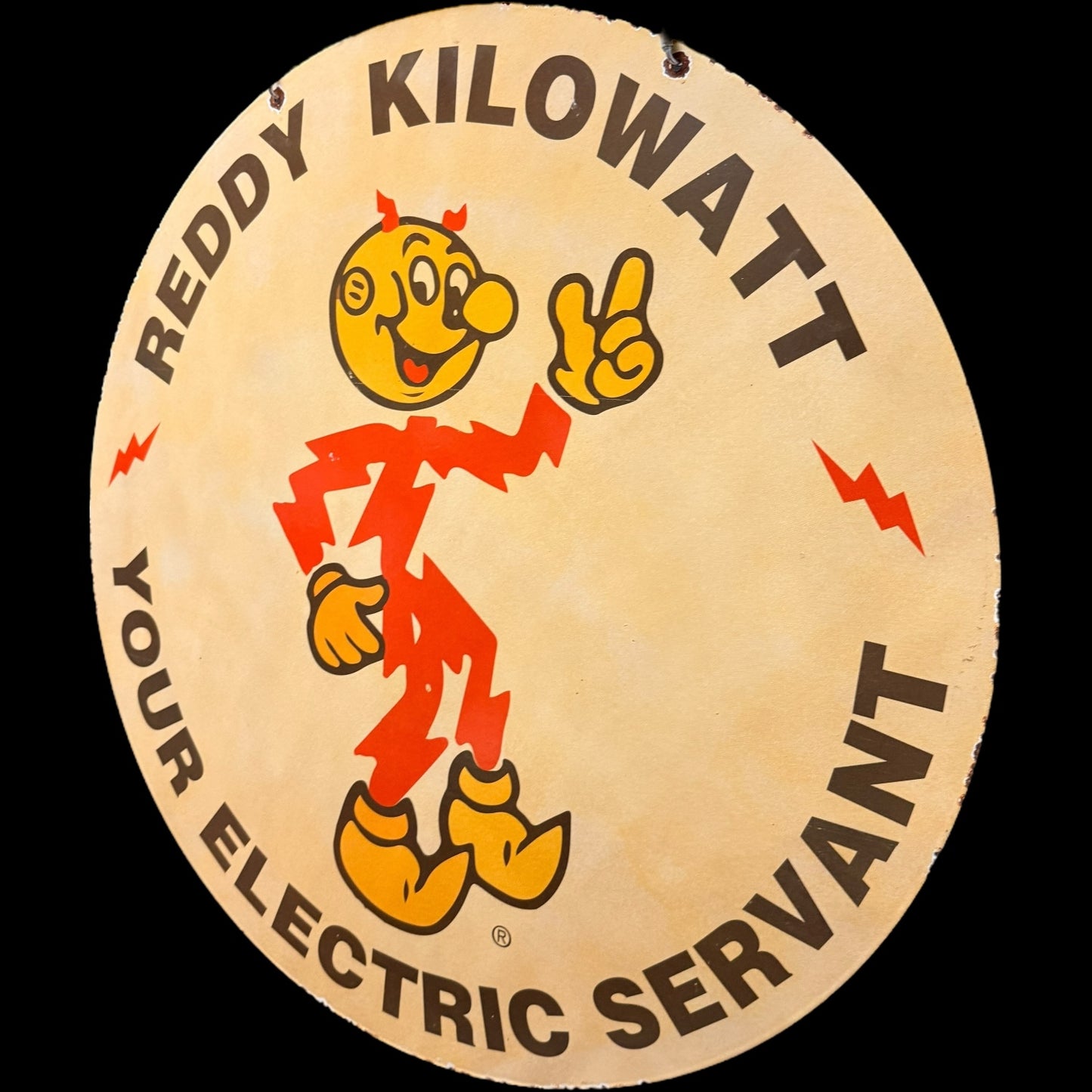 *Limited* Reddy Kilowatt Double-Sided Large Porcelain Enamel on Steel (DS 30-Inch)
