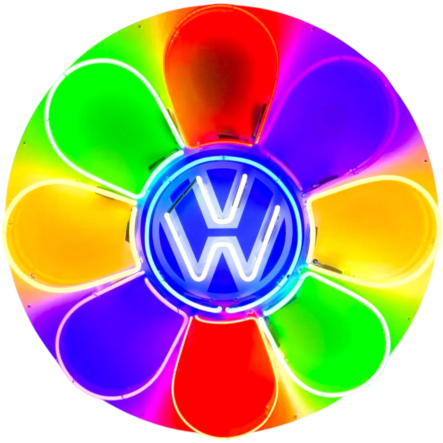 Flower Power Rainbow Tiedye Volkswagen Neon Porcelain Advertising Sign with Steel Can
