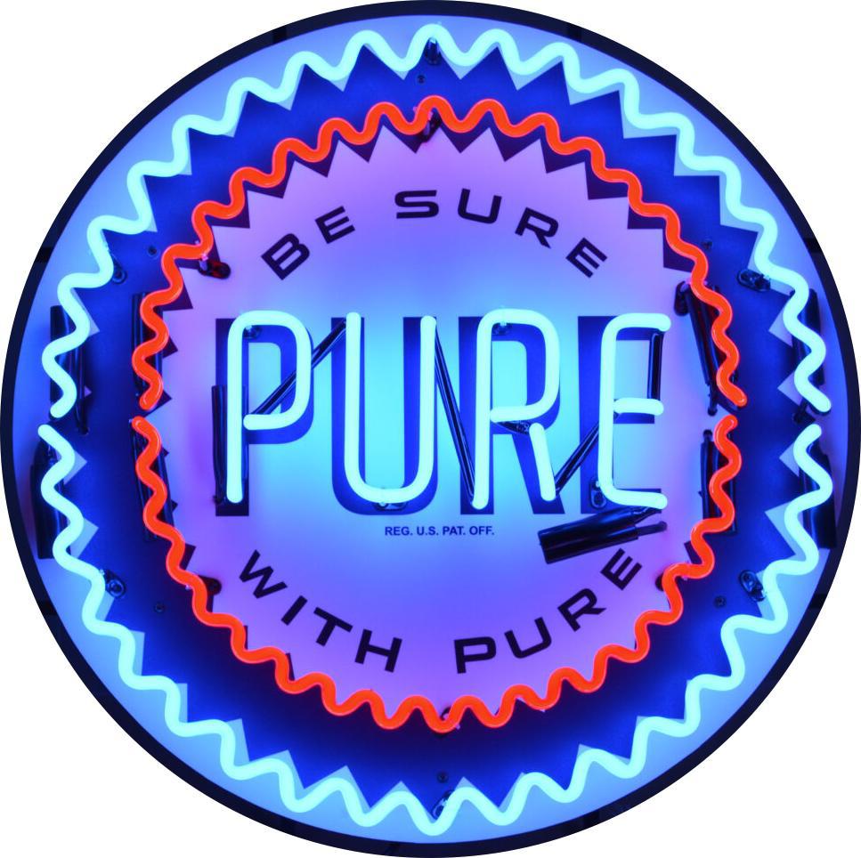 Buy Gas Oil Neon Be Sure With Pure Oil Company Signs with Glass Tubes Porcelain Can