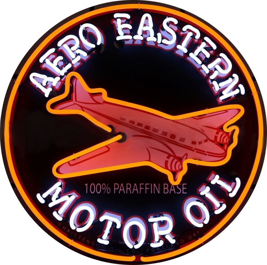 Buy Gas Oil Neon Aero Eastern Motor Oil Signs with Glass Tubes Porcelain Can