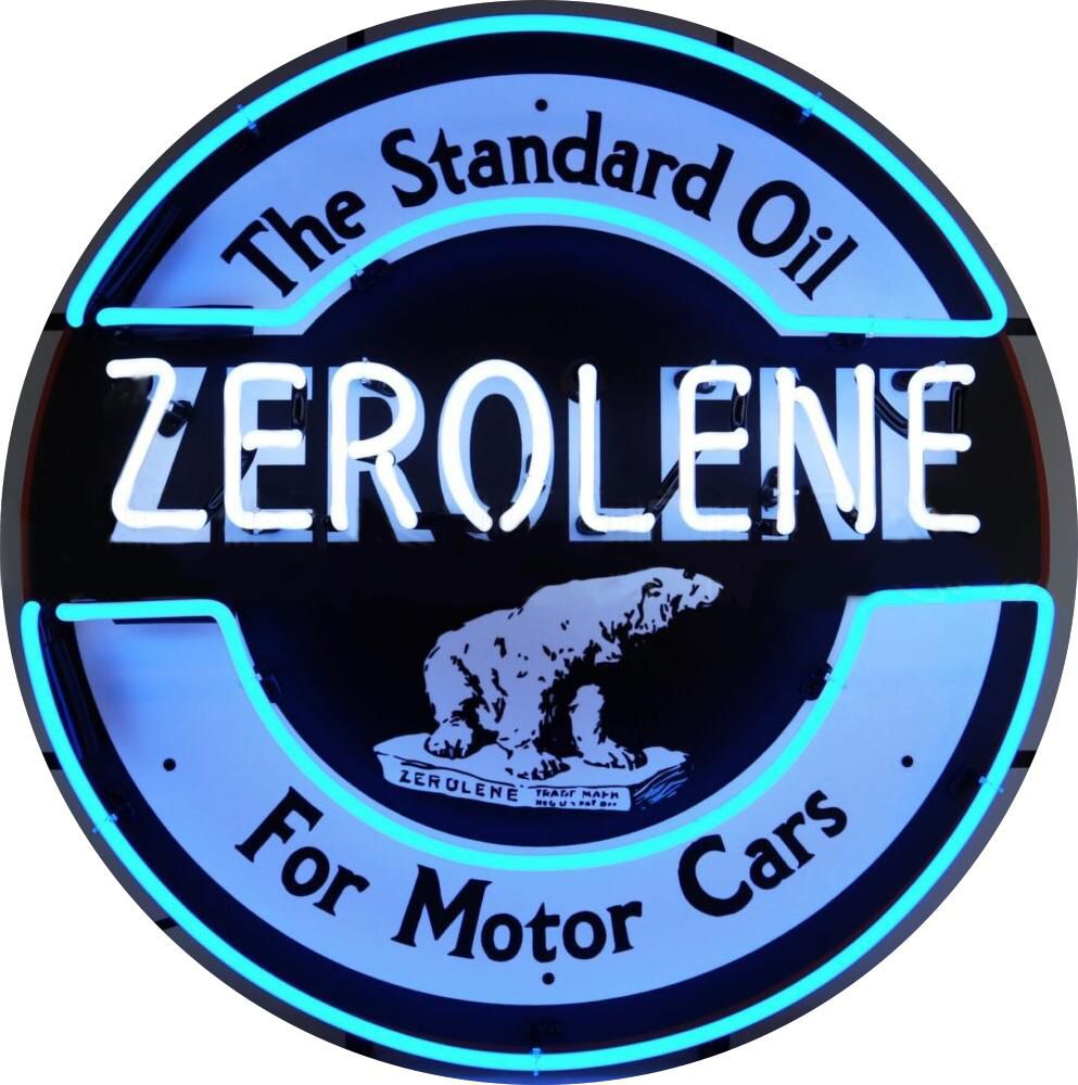 Buy Gas Oil Neon Zerolene Standard Oil Signs with Glass Tubes Porcelain Can